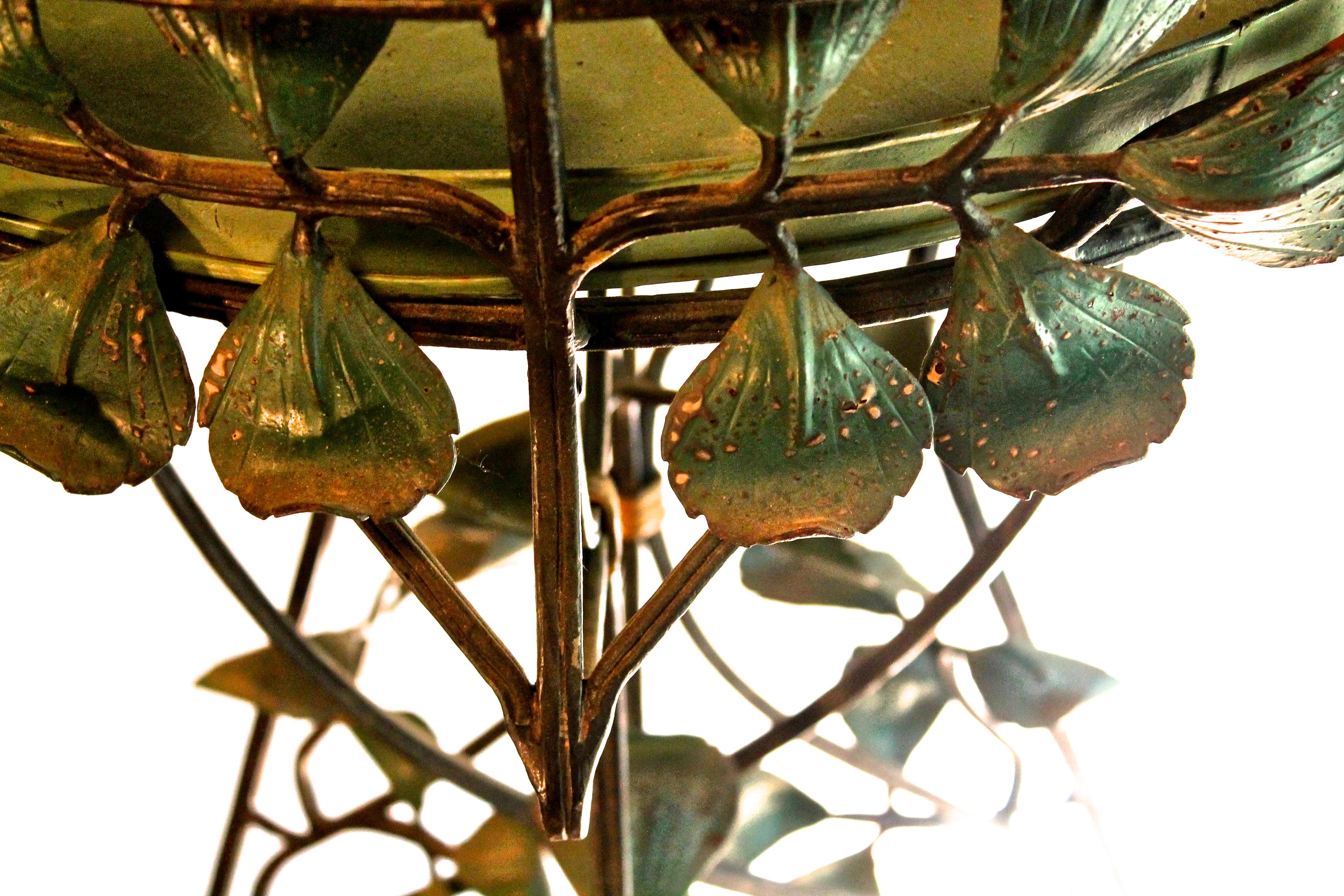 Jardinera de Hierro Forjado Pintado Art Nouveau Francés Fantasía Botánica Helechos 6