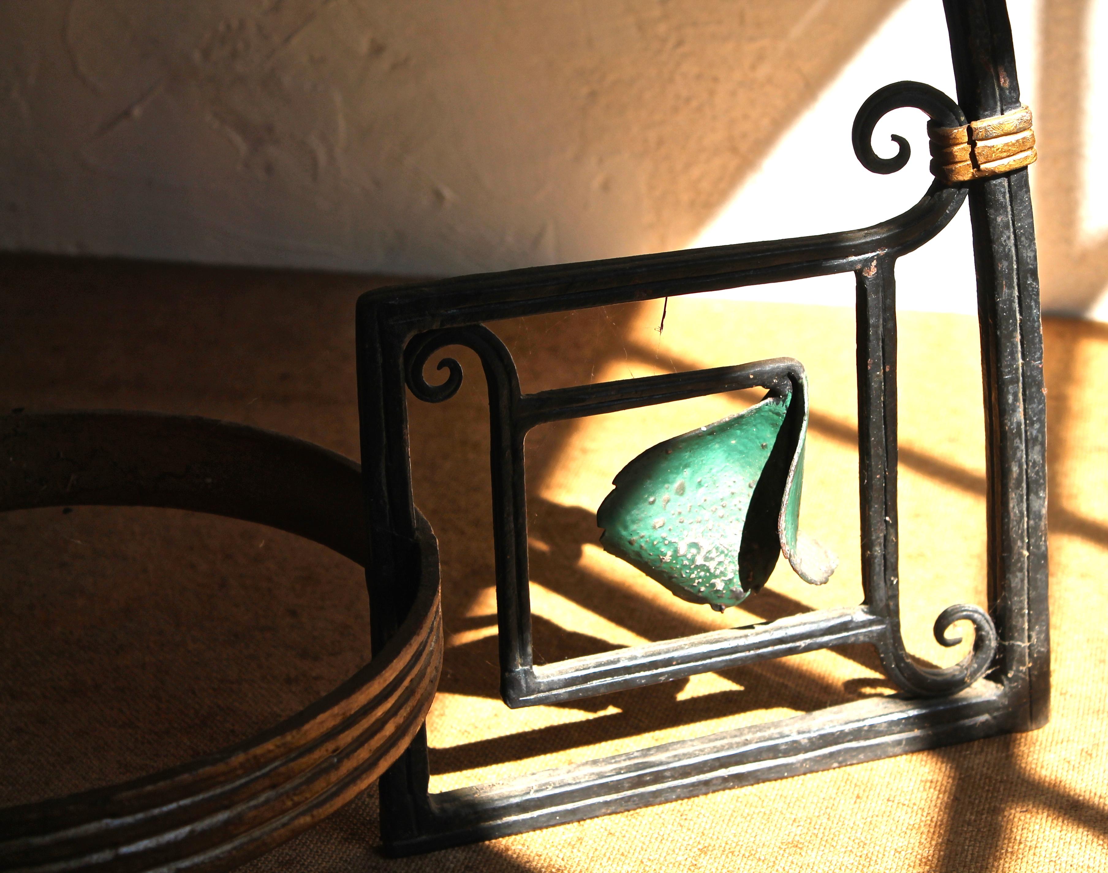Jardinera de Hierro Forjado Pintado Art Nouveau Francés Fantasía Botánica Helechos siglo XX