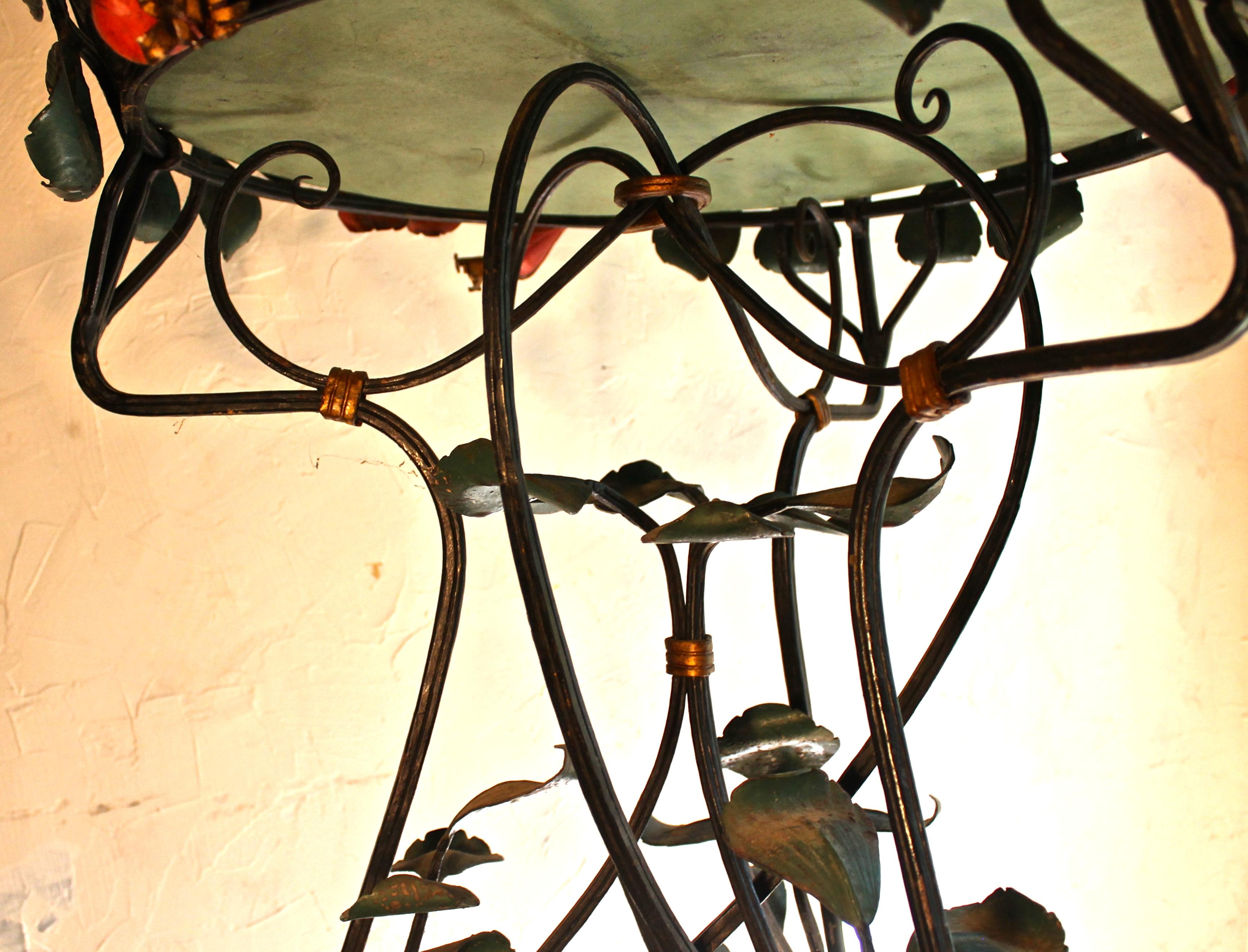 20th Century  French Art Nouveau Painted Wrought Iron Botanical Fantasy Ferneries Planter For Sale