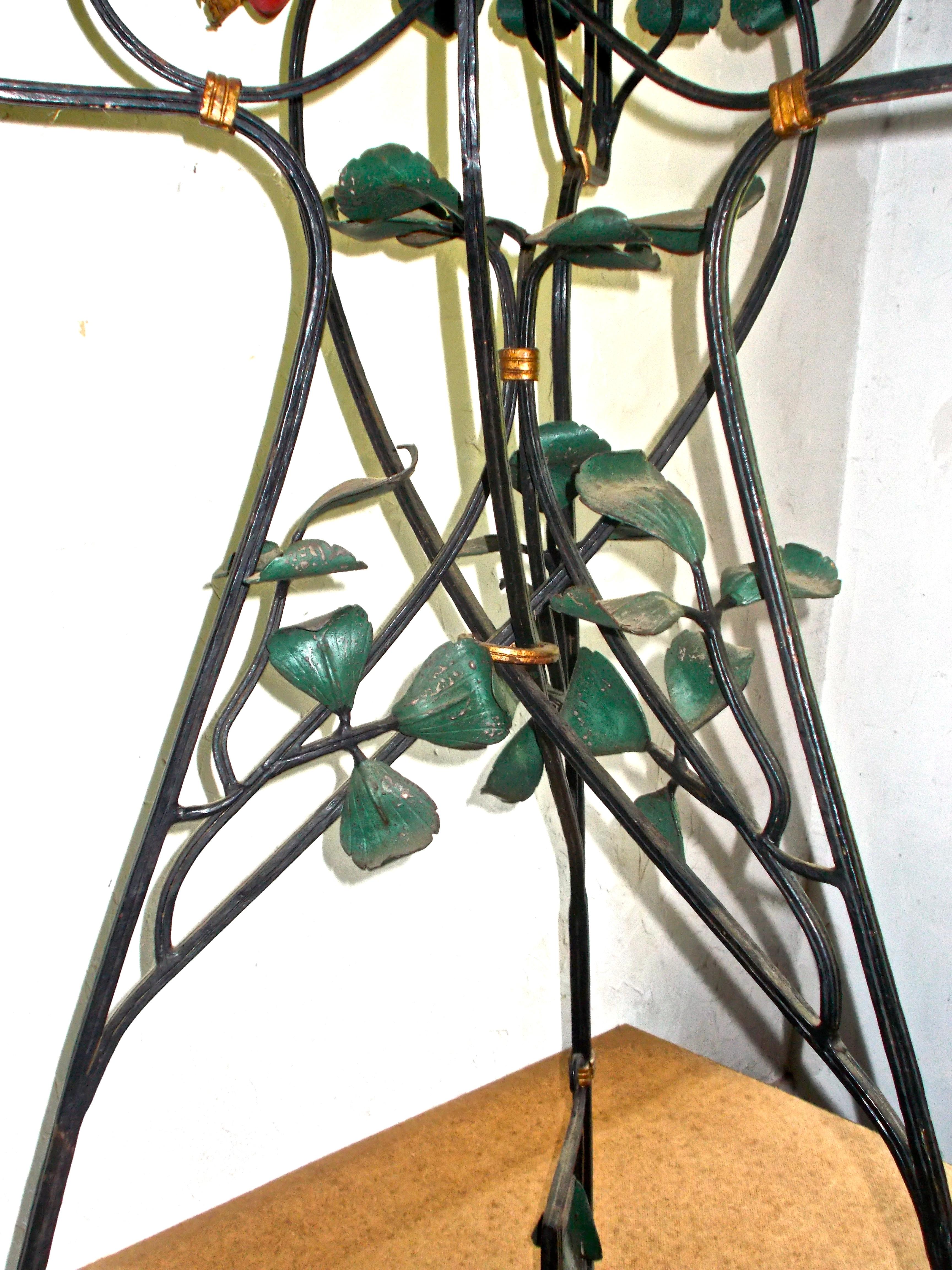  French Art Nouveau Painted Wrought Iron Botanical Fantasy Ferneries Planter For Sale 2