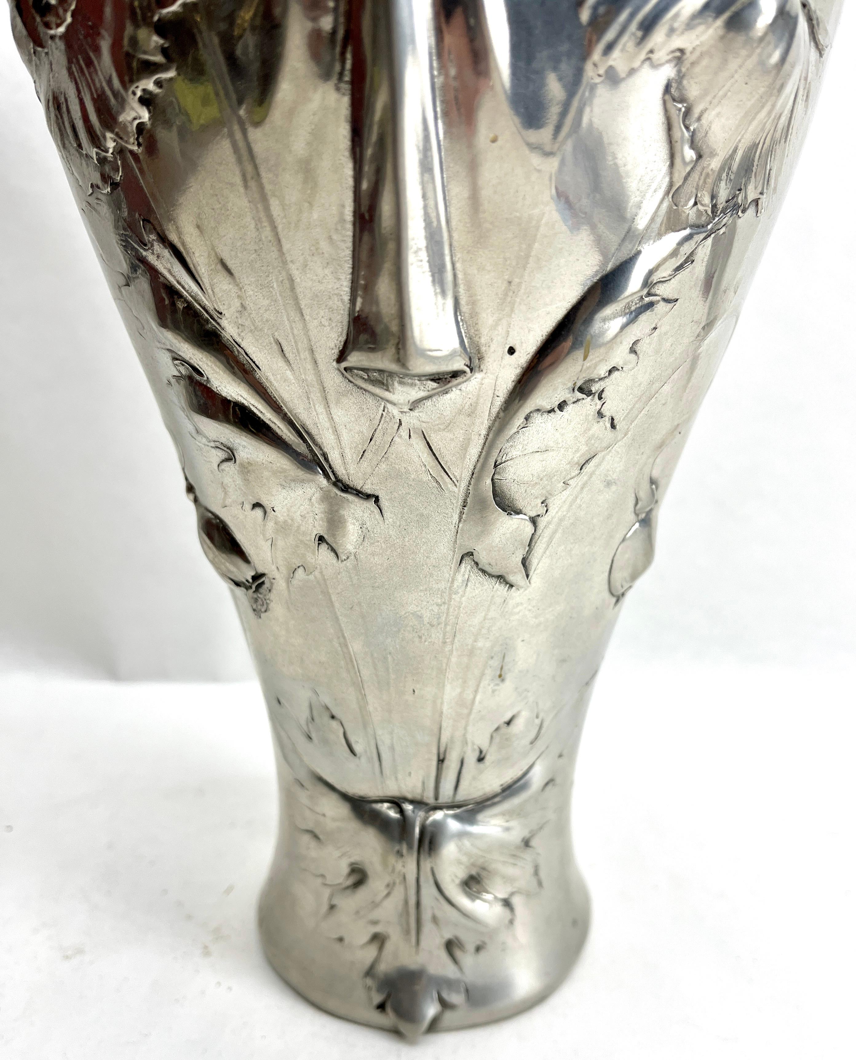 Early 20th Century Art Nouveau Large Richly Decorated Vase with Flowers and Female Figure. For Sale