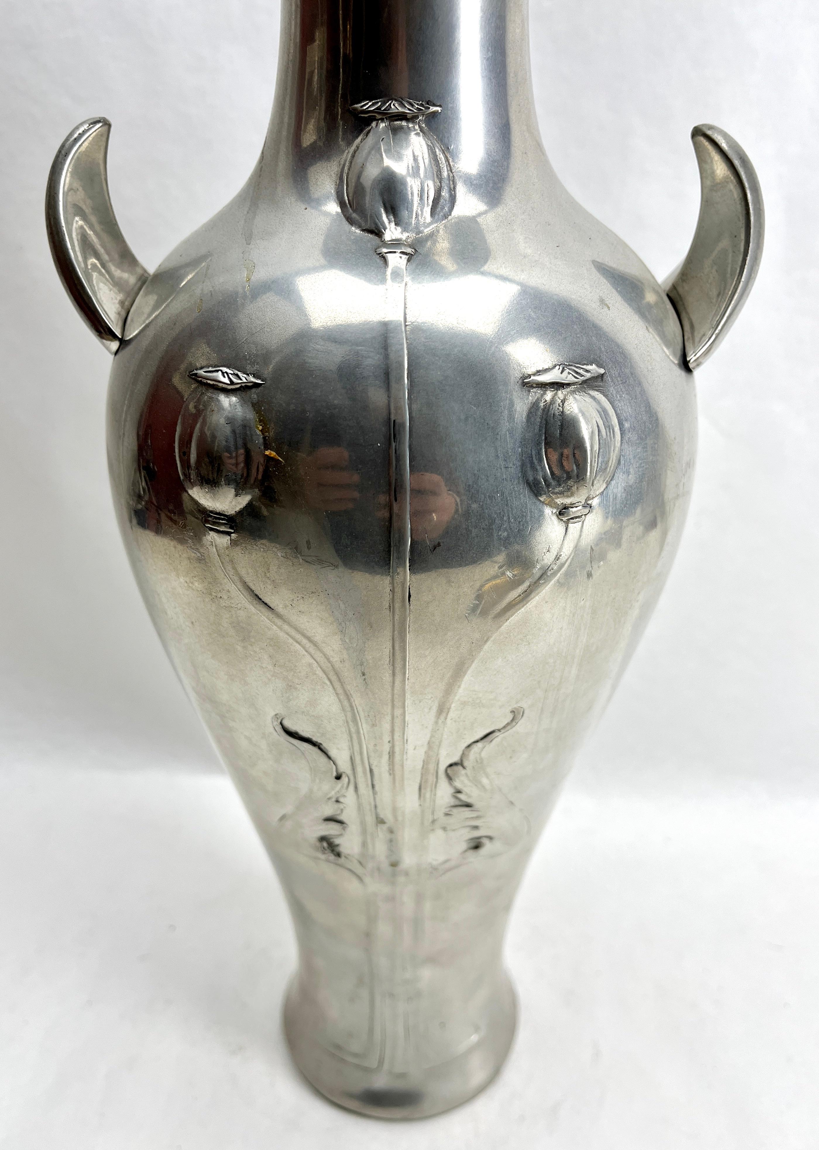 Art Nouveau Large Richly Decorated Vase with Flowers and Female Figure. For Sale 2