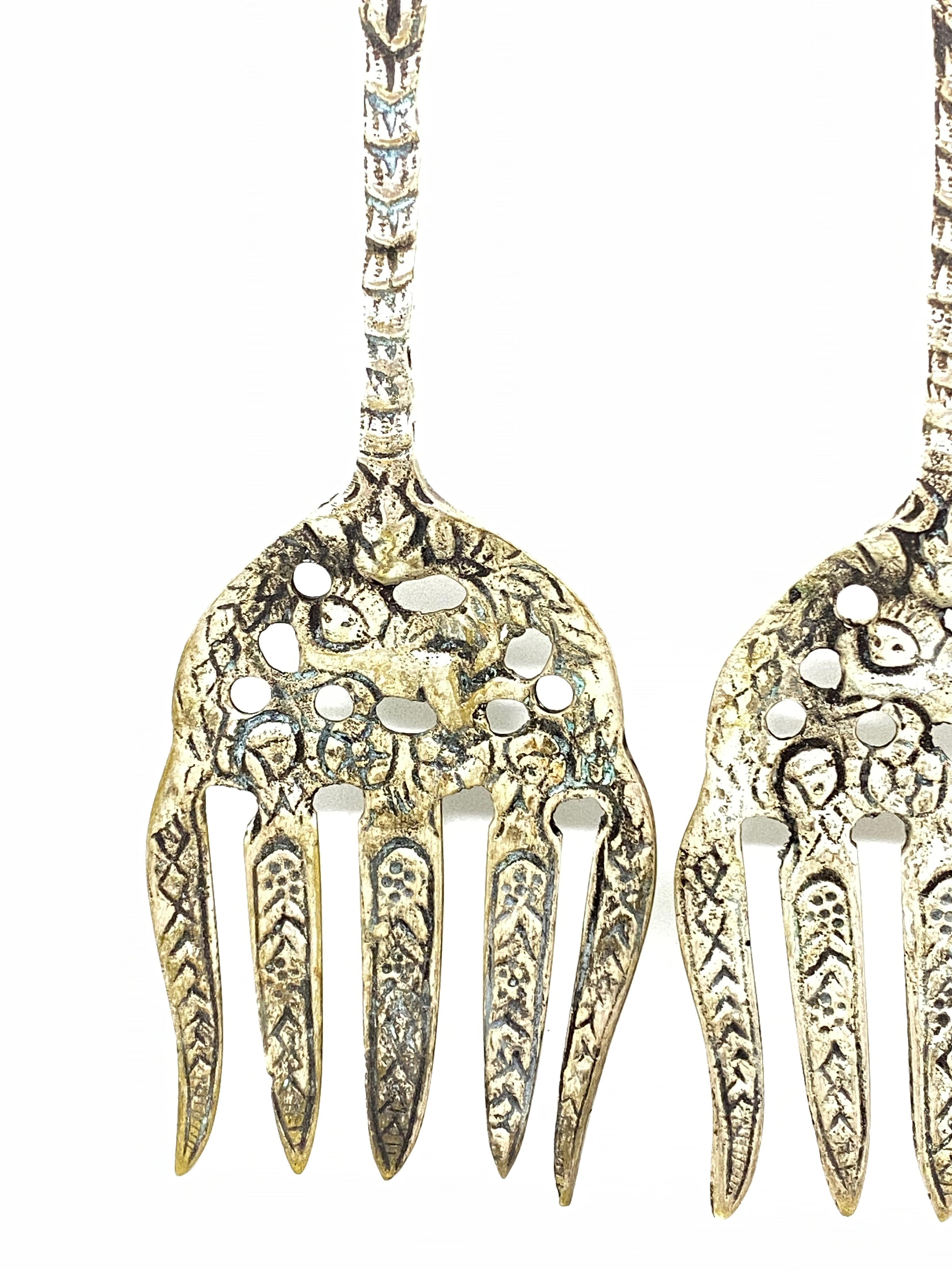 Art Nouveau Grandes tenedores de servir de plata plateada Vintage, Suecia, años 20 Sueco en venta