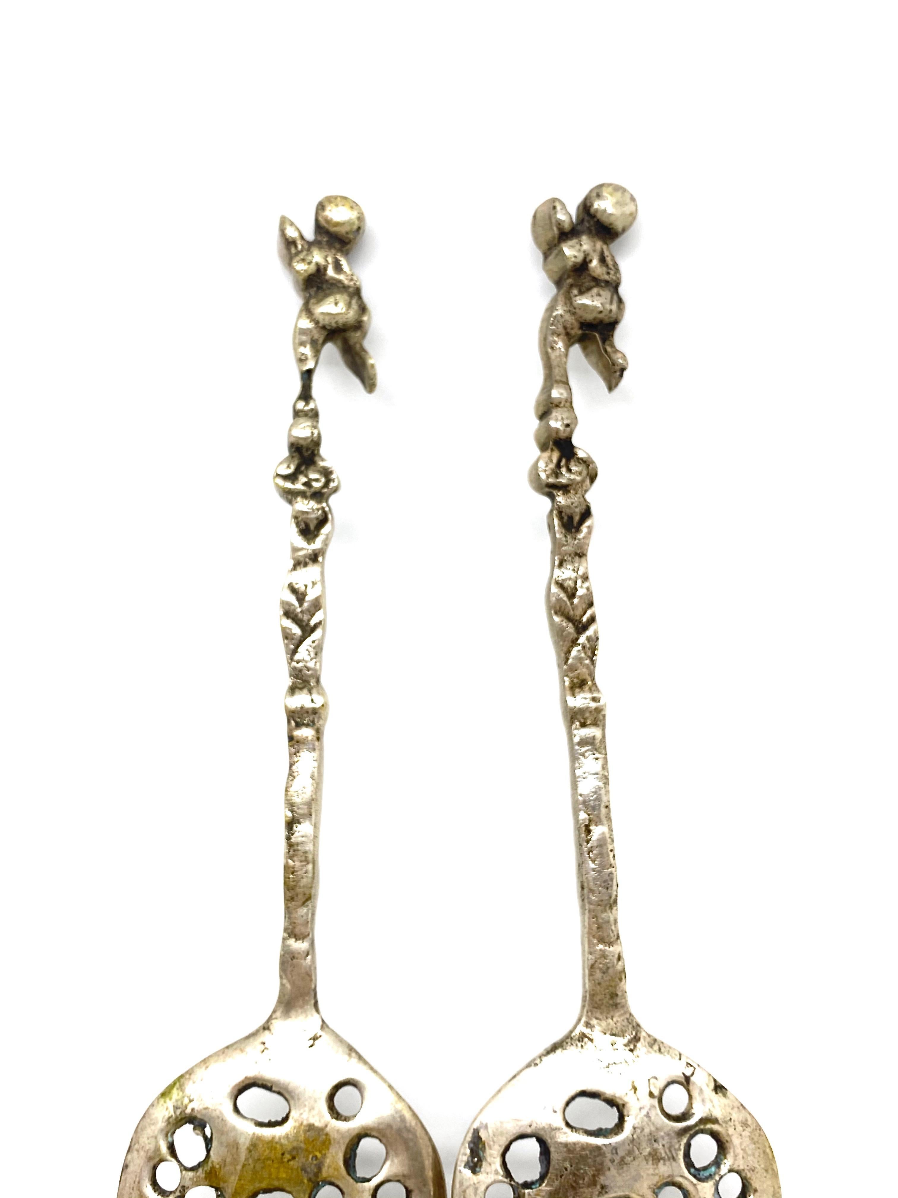 Art Nouveau Grandes tenedores de servir de plata plateada Vintage, Suecia, años 20 en venta 1