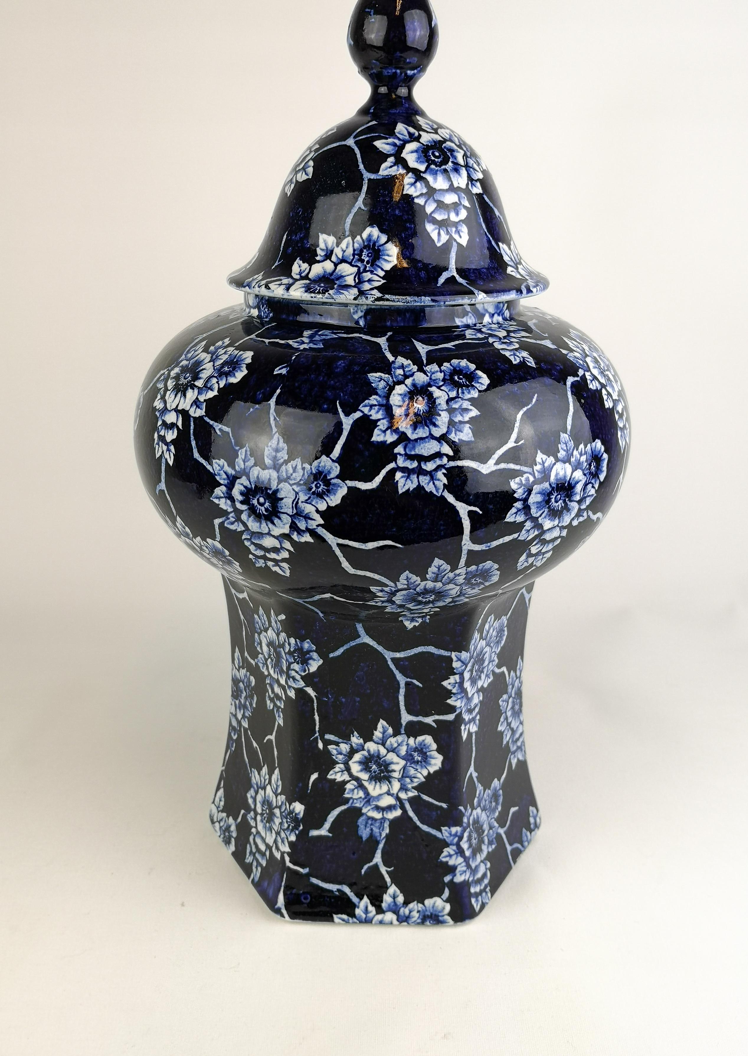 This vase is beautiful sculptured, and its blue deep color gives the flower pattern life. It was made in the early 1900s for Rörstrand Sweden.

The vas is in very good condition considering its age.
 