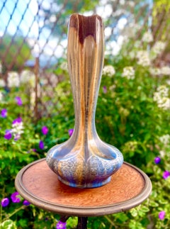 Vaso grande Art Nouveau Soliflores fatto a mano e smaltato a mano Dettagli anni '30