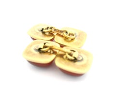 Art Nouveau Larter & Sons Collectible 14k Gold Cushion Carnelian Cufflinks