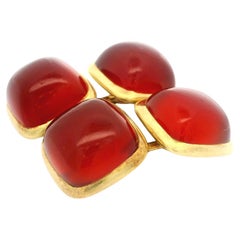 Art Nouveau Larter & Sons Collectible 14k Gold Cushion Carnelian Cufflinks