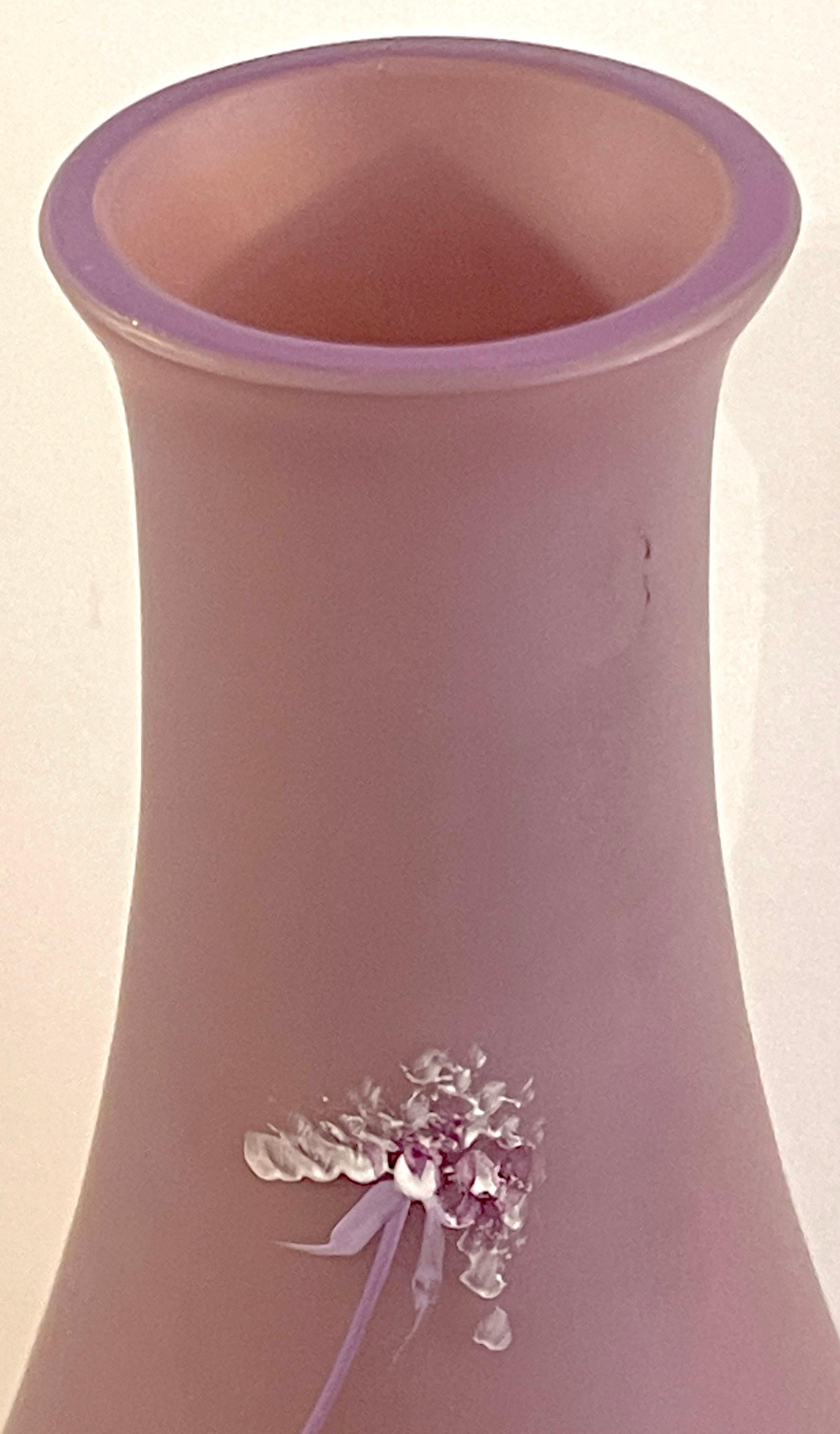 Art Nouveau Lavender Dandelion Enameled Vase, Attributed to Mont Joye, France For Sale 4