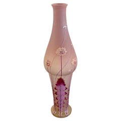 Art Nouveau Lavender Dandelion Enameled Vase, Attributed to Mont Joye, France