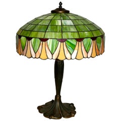 Antique Art Nouveau Leaded Glass Table Lamp by Lamb Bros. & Greene, Early 20th Century