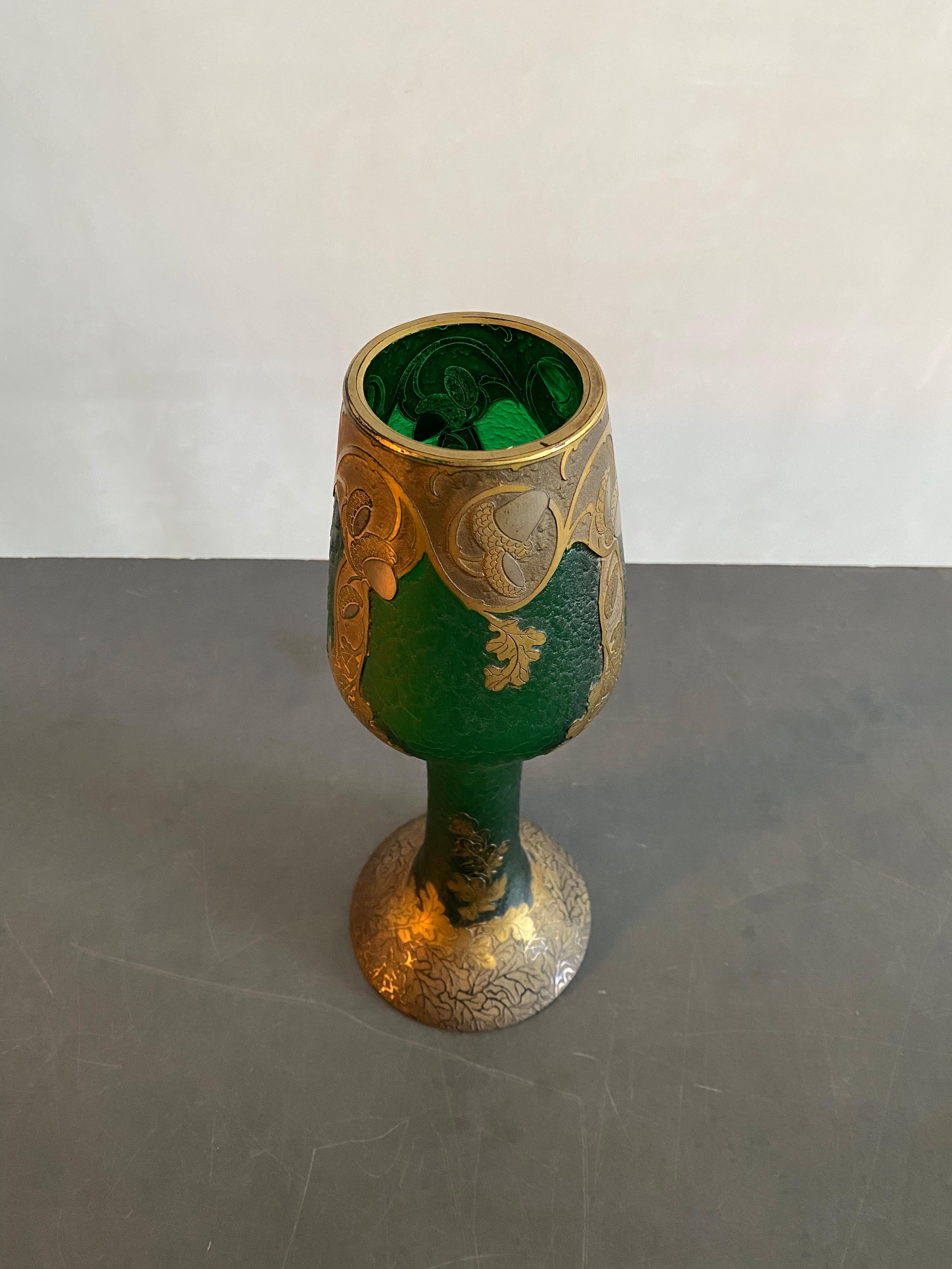 Art Nouveau Legras French Gilt Decorative Art Glass Vase in Gobert Form In Good Condition For Sale In Maastricht, NL