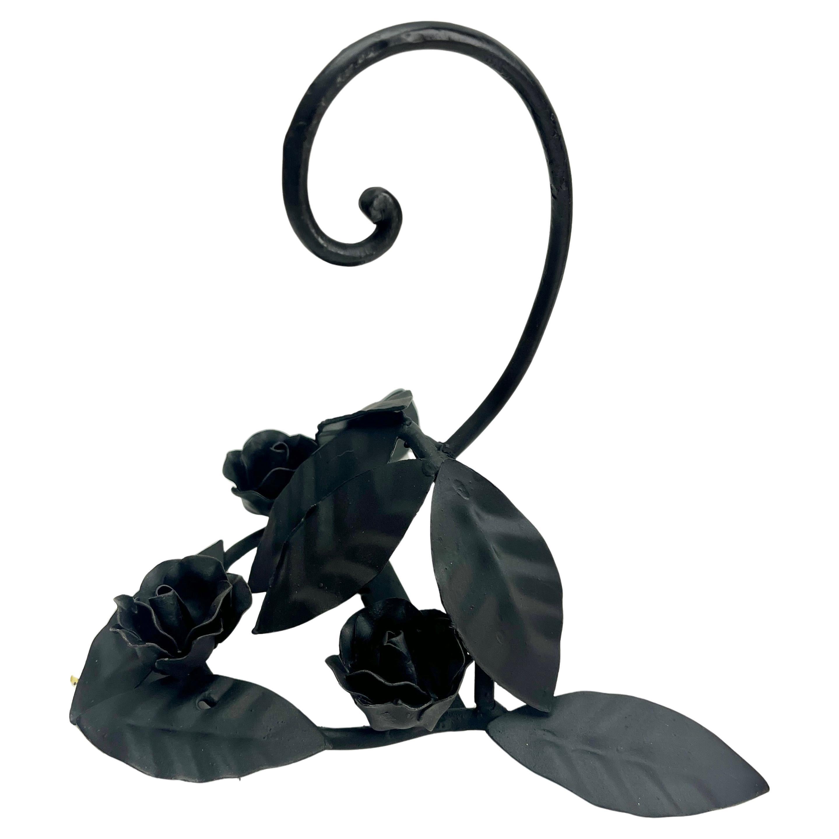Fait main Paire de lampes murales Lemiere Art Nouveau en fer forgé avec abat-jour en pâte de verre en vente