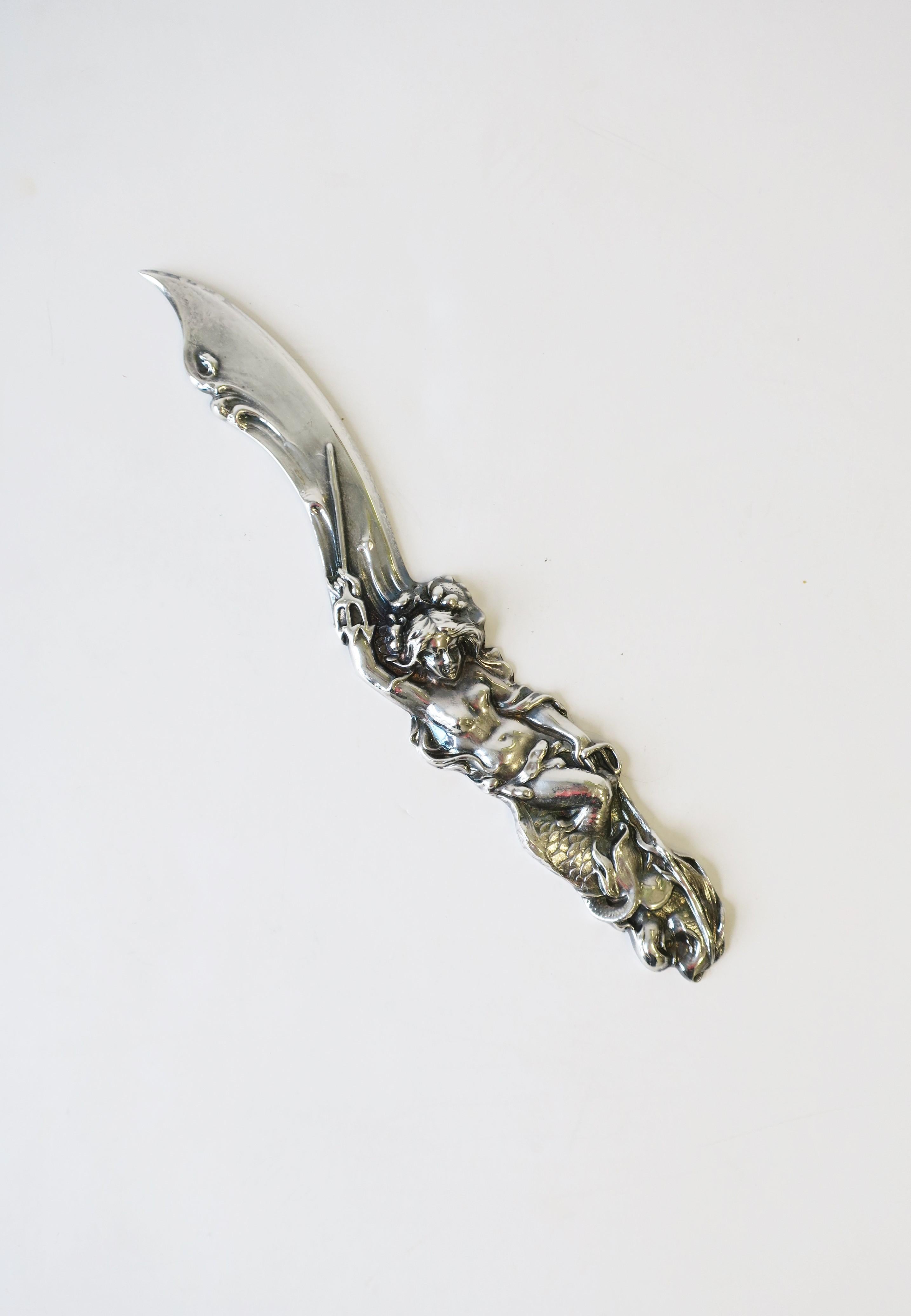 Art Nouveau Letter Opener with Mermaid, 1990s In Good Condition In New York, NY