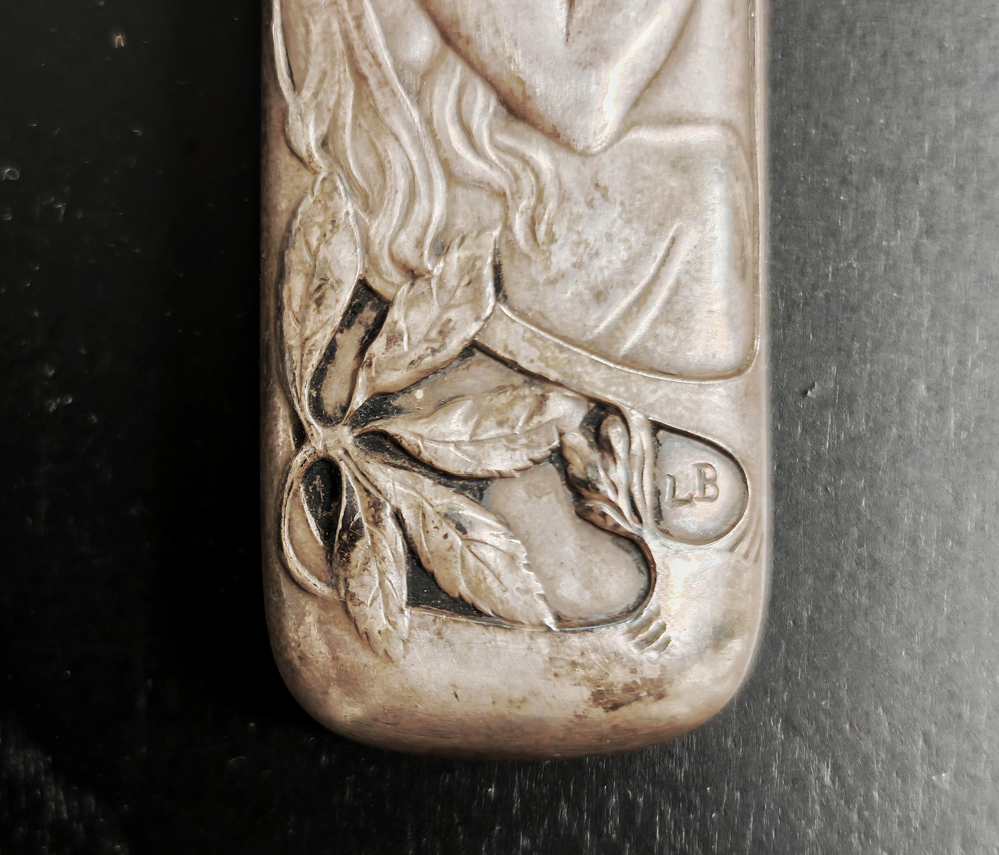 Silver Plate Art Nouveau Letter Opener with stunning silver (plated) handle and ivory tip For Sale