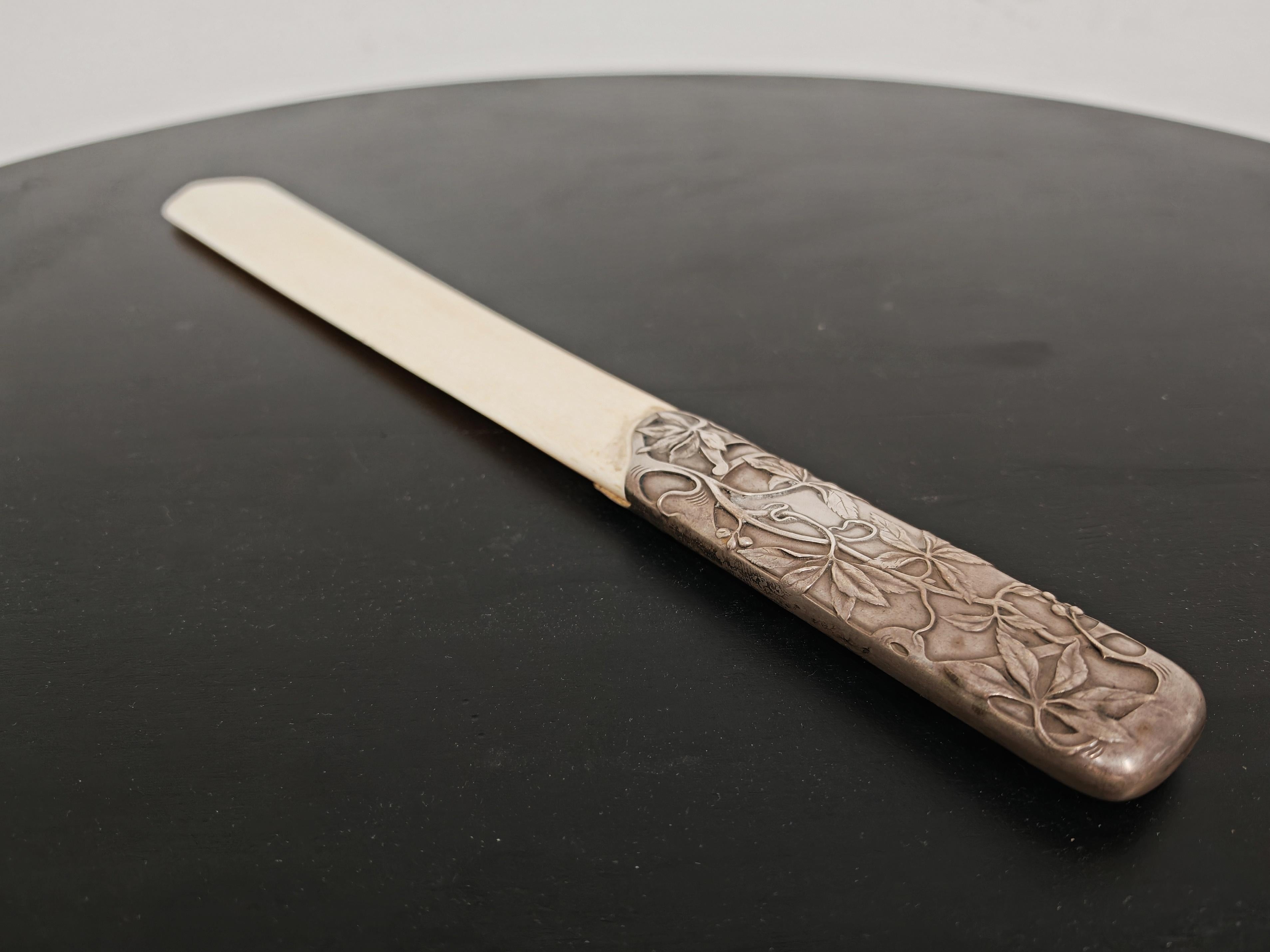 Art Nouveau Letter Opener with stunning silver (plated) handle and ivory tip For Sale 2