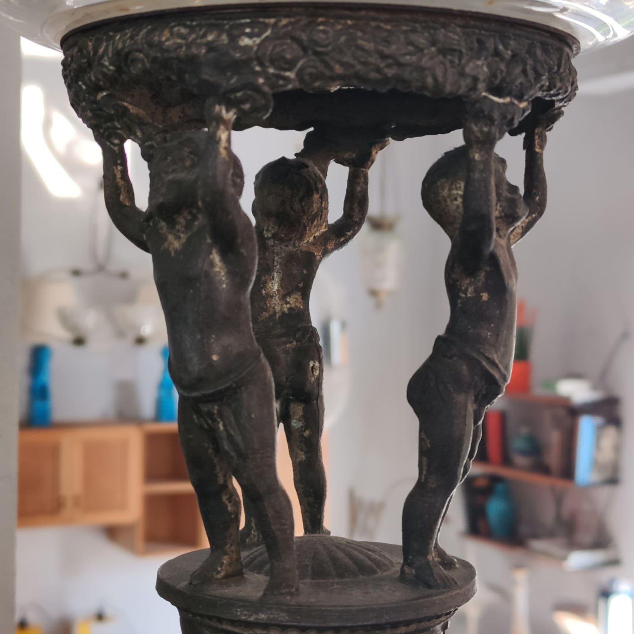 Cuenco de cristal Art Nouveau Liberty Centerpiece Antimonio, Italia 1900 en venta 1