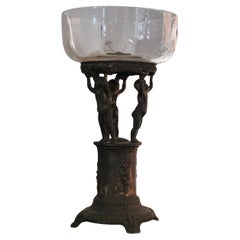 Cuenco de cristal Art Nouveau Liberty Centerpiece Antimonio, Italia 1900