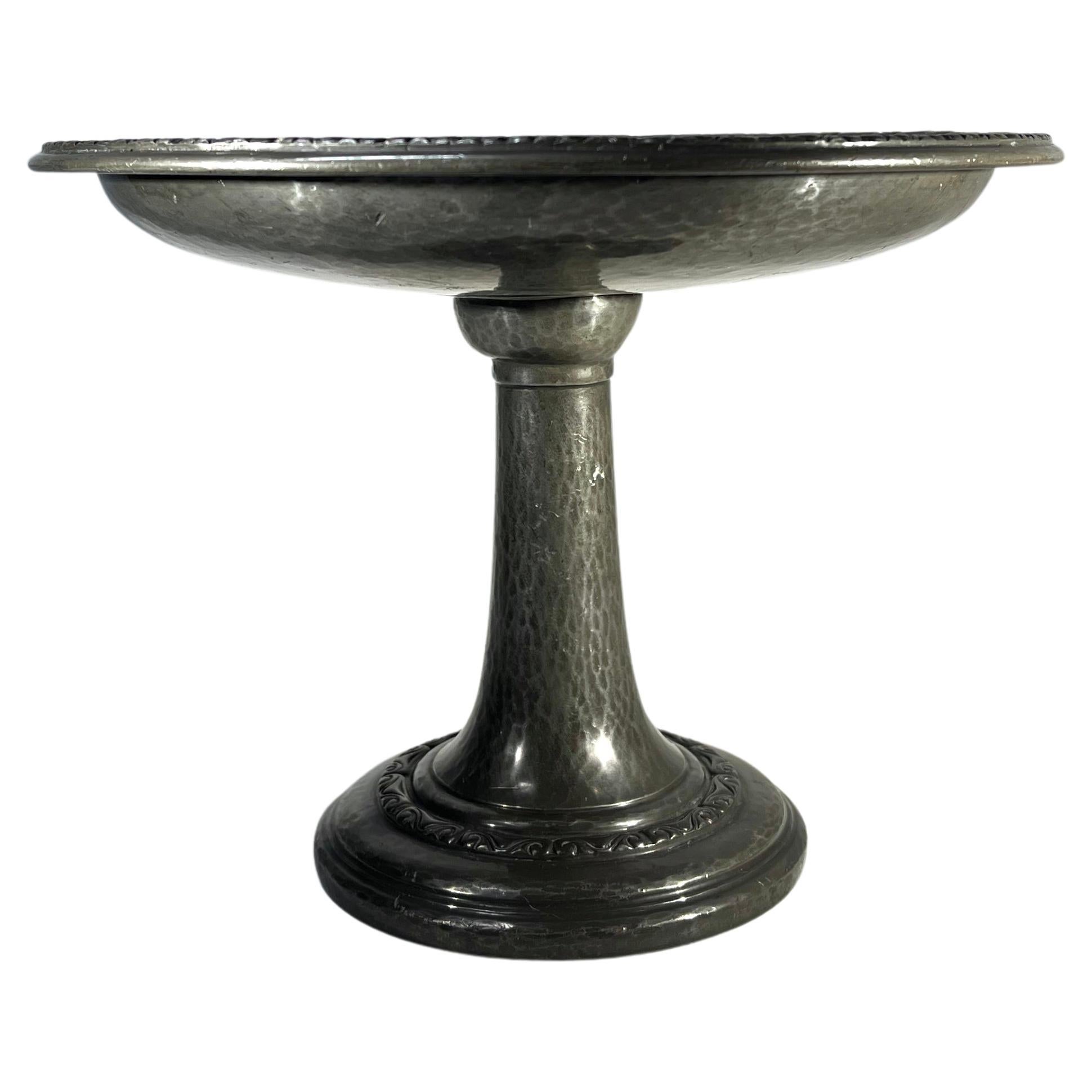 Art Nouveau, Liberty & Co., Tudric Hammered Antique Pewter Tazza c1910 For Sale