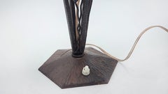 Art Deco table lamp with frosted glass hood