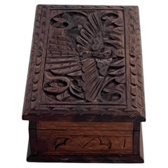Art Nouveau Lidded Oak Box with hand carved sinuous floral theme, circa 1900