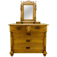 Cómoda Art Nouveau de madera de pino báltico marrón claro con espejo, años 20