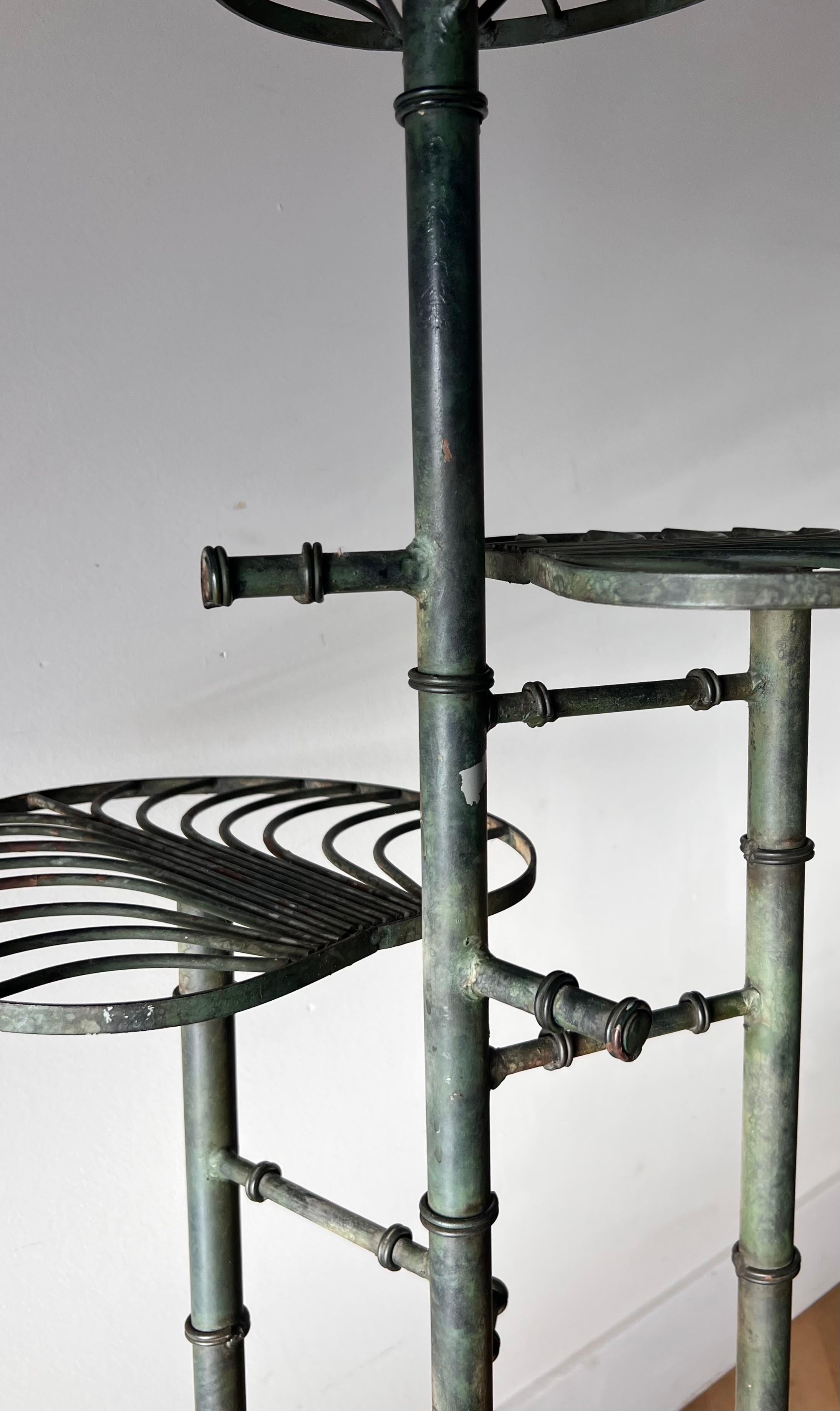 Art Nouveau Lily Pad Iron Plant Stand After Salterini, 20th Century  4