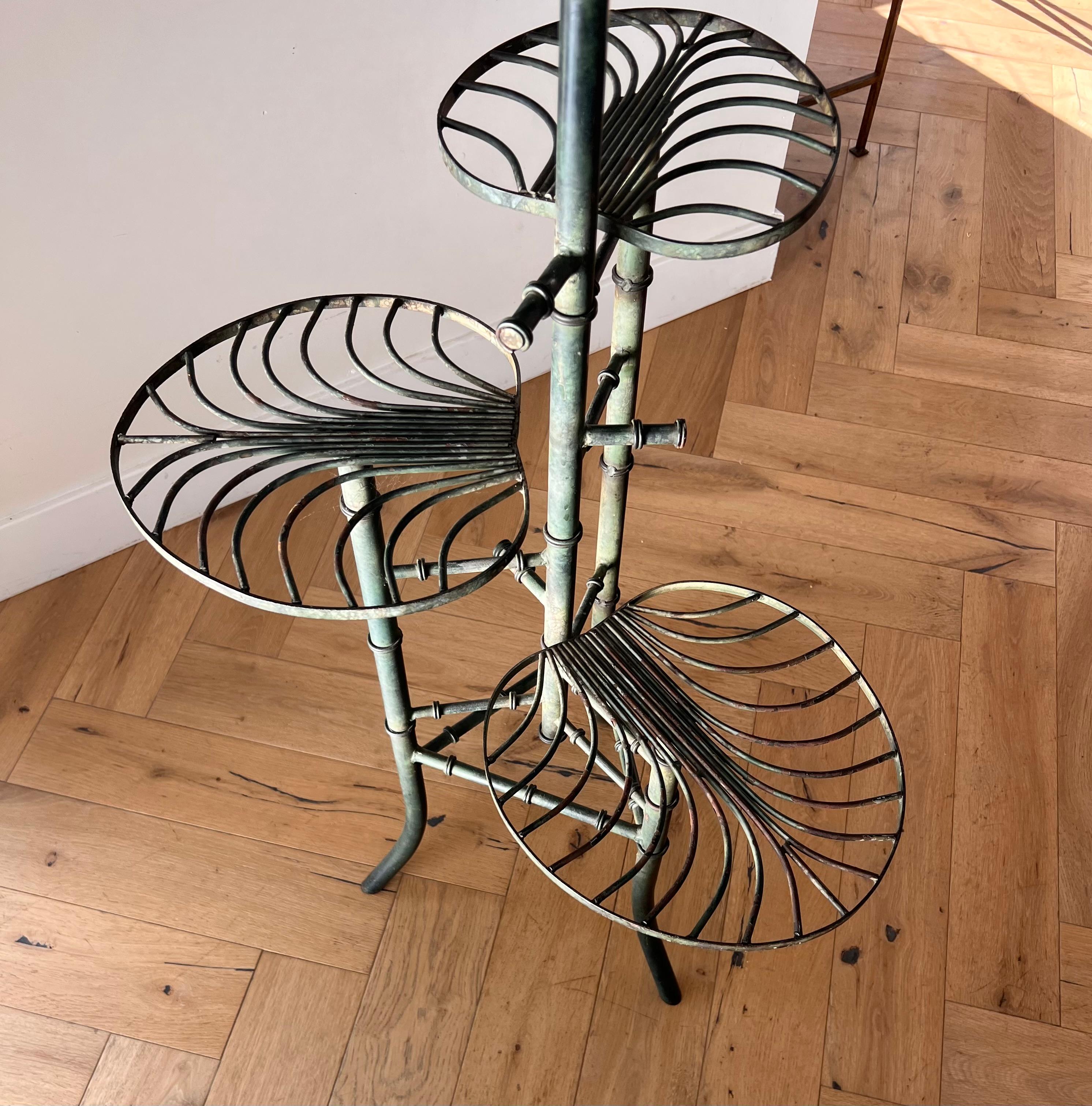 Art Nouveau Lily Pad Iron Plant Stand After Salterini, 20th Century  5