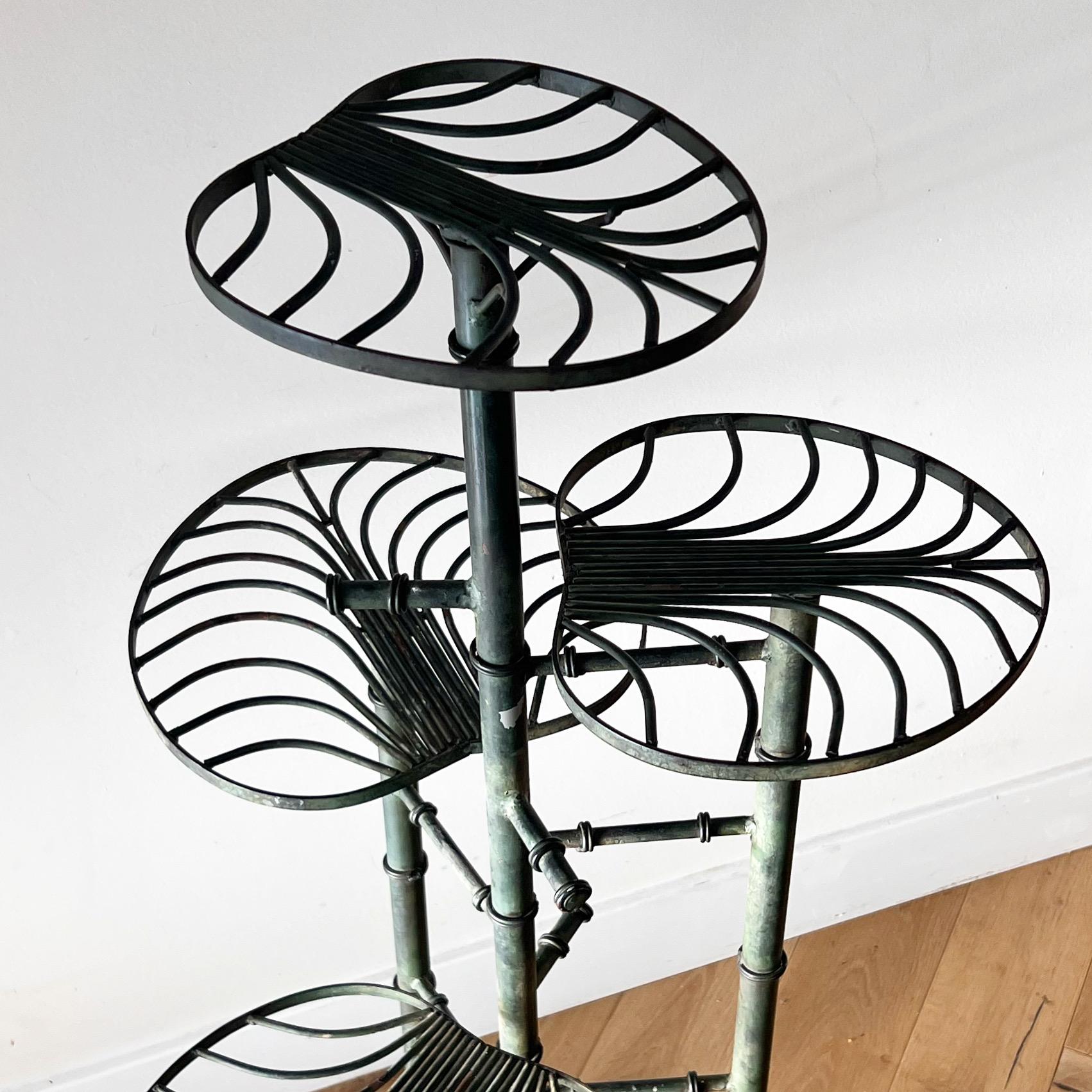 Art Nouveau Lily Pad Iron Plant Stand After Salterini, 20th Century  7