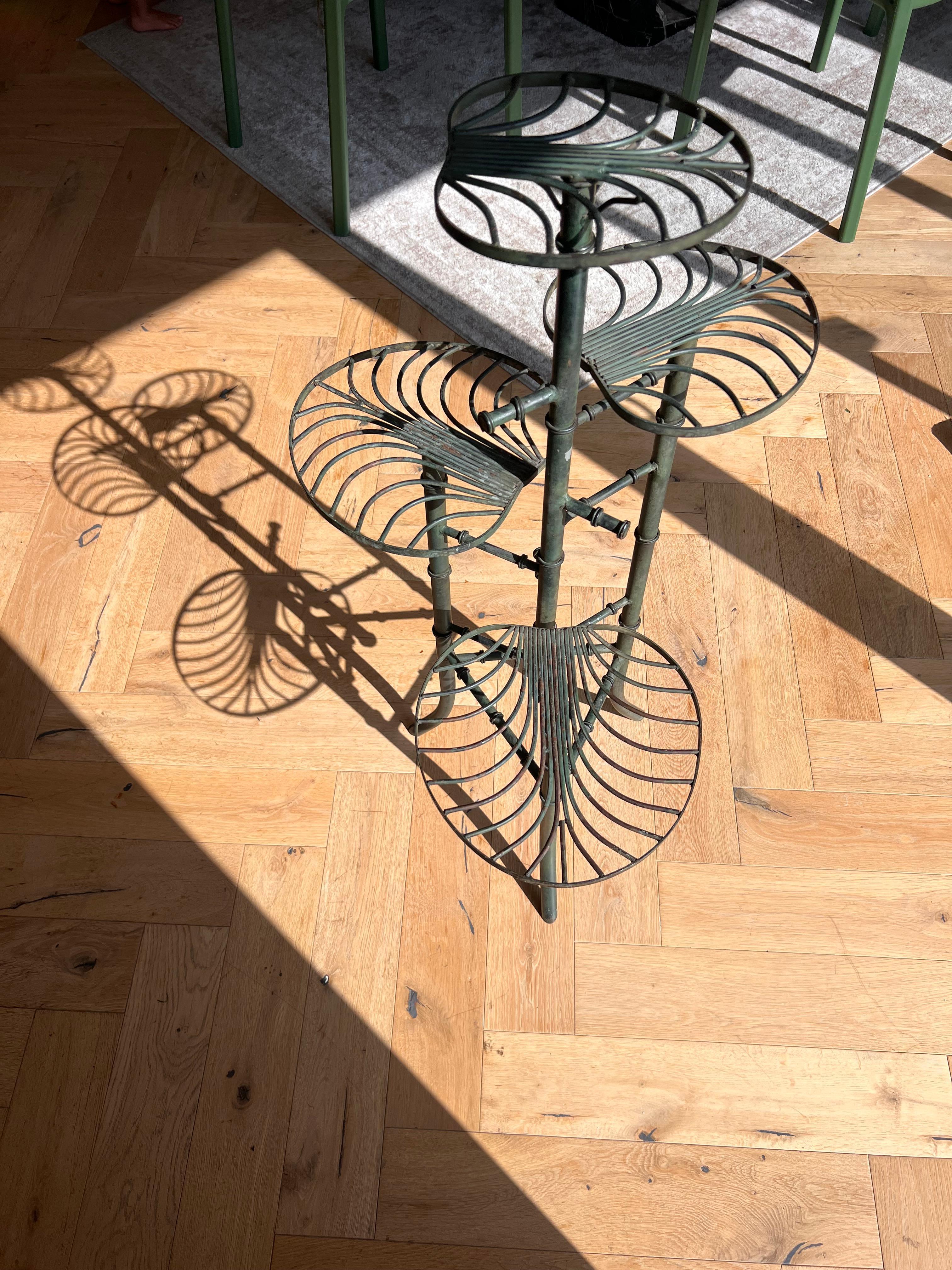 Art Nouveau Lily Pad Iron Plant Stand After Salterini, 20th Century  9
