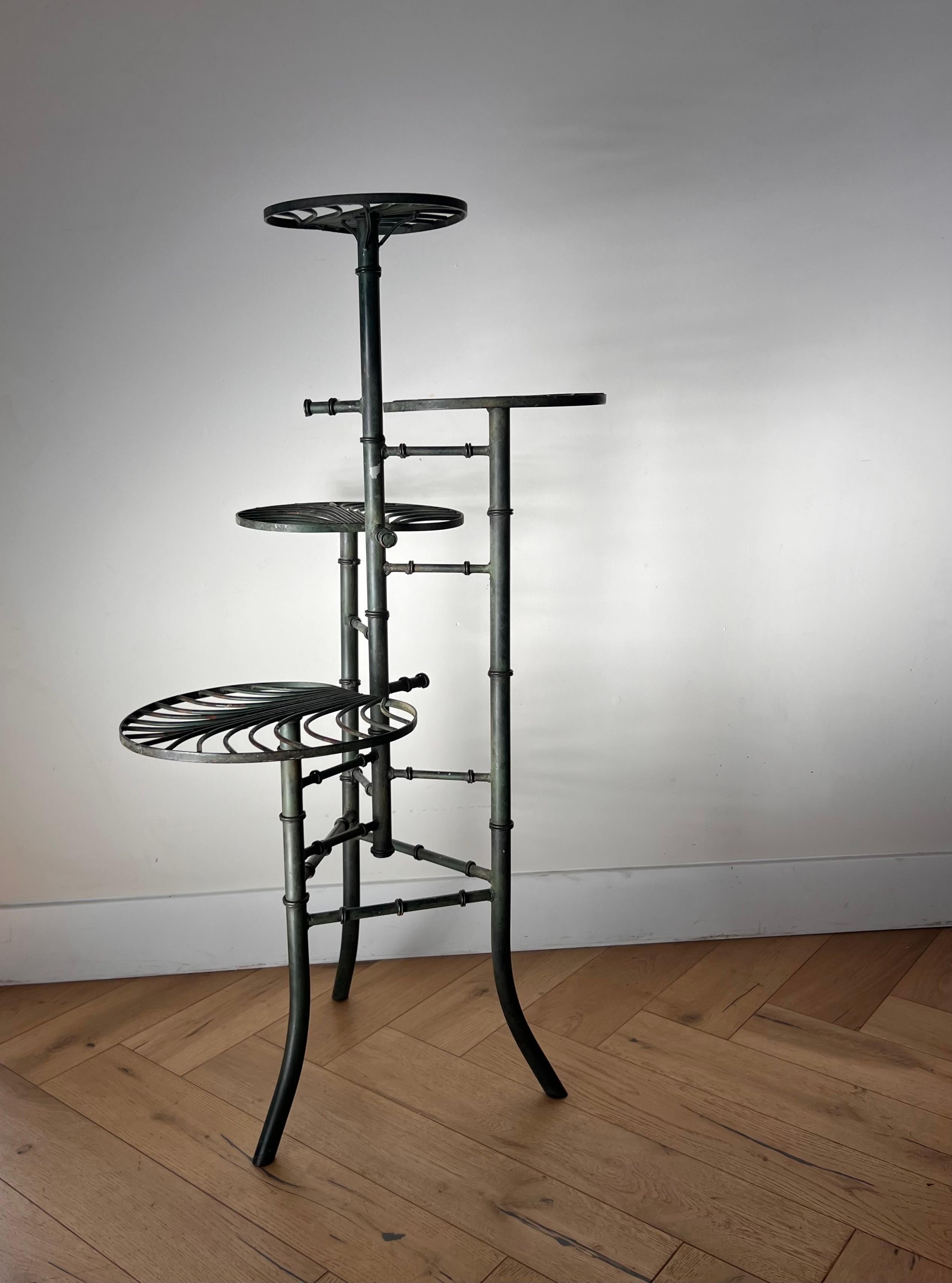 Art Nouveau Lily Pad Iron Plant Stand After Salterini, 20th Century  2
