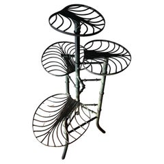 Art Nouveau Lily Pad Iron Plant Stand After Salterini, 20th Century 