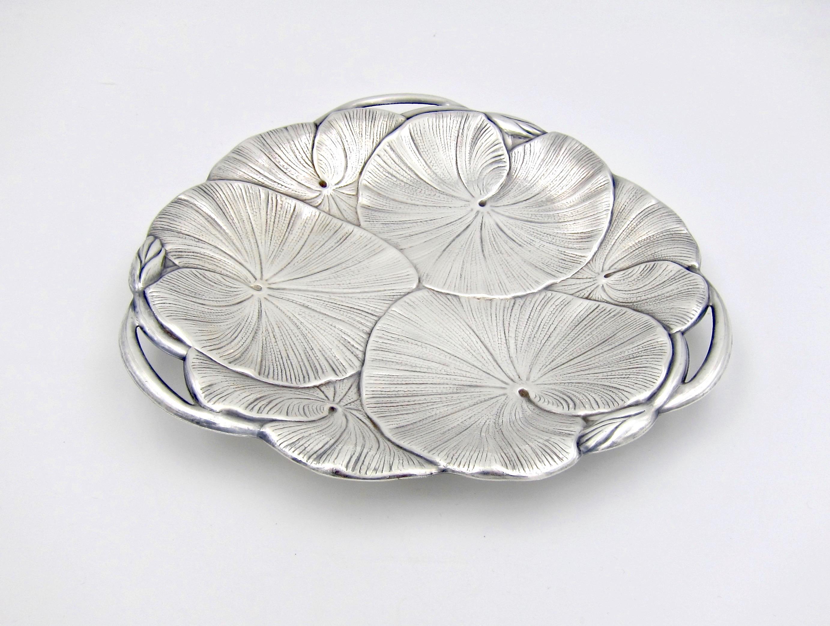 Art Nouveau Lily Pad Tray in Silver-Plate In Good Condition In Los Angeles, CA