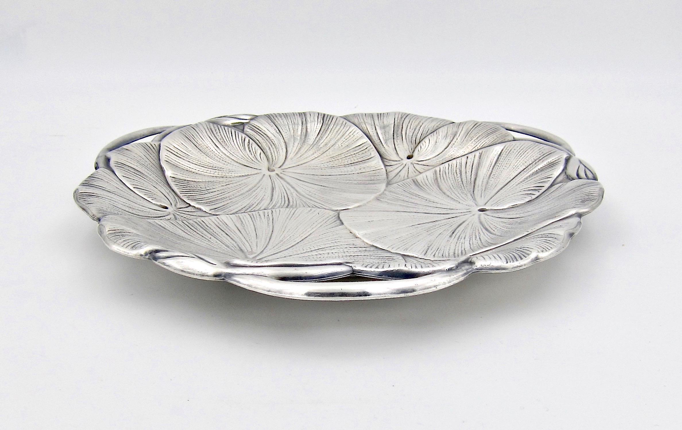 20th Century Art Nouveau Lily Pad Tray in Silver-Plate