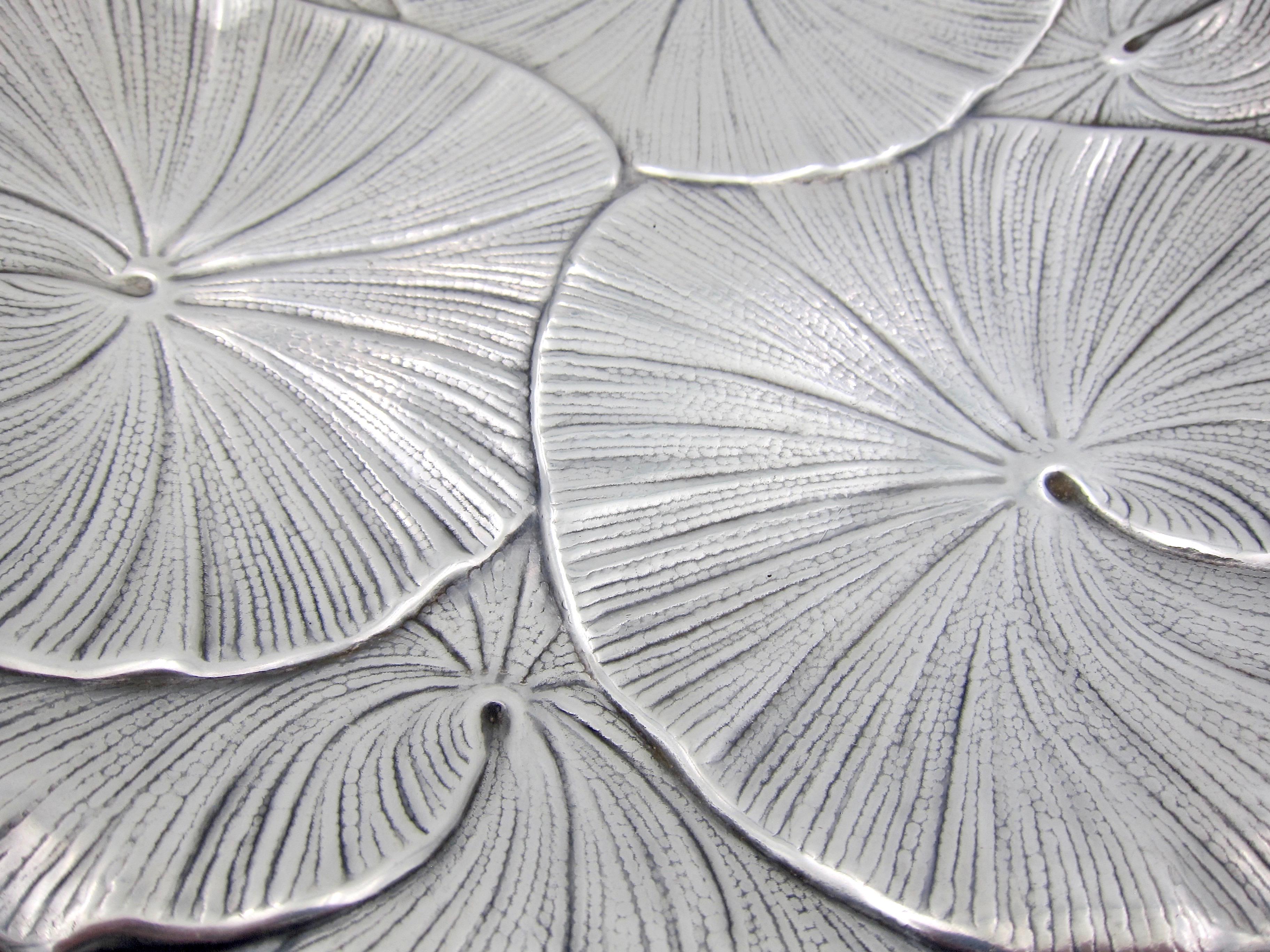 Art Nouveau Lily Pad Tray in Silver-Plate 1