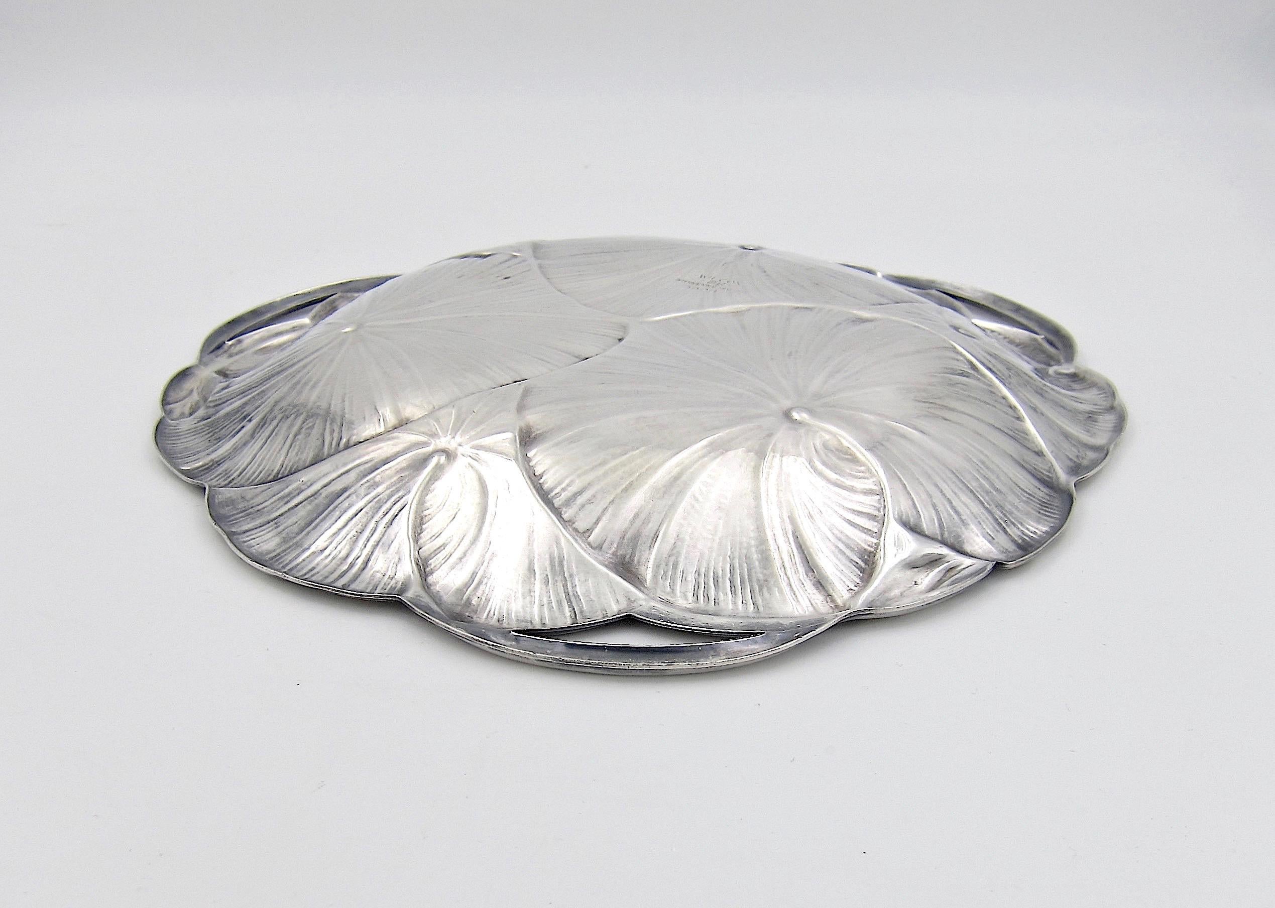 Art Nouveau Lily Pad Tray in Silver-Plate 2