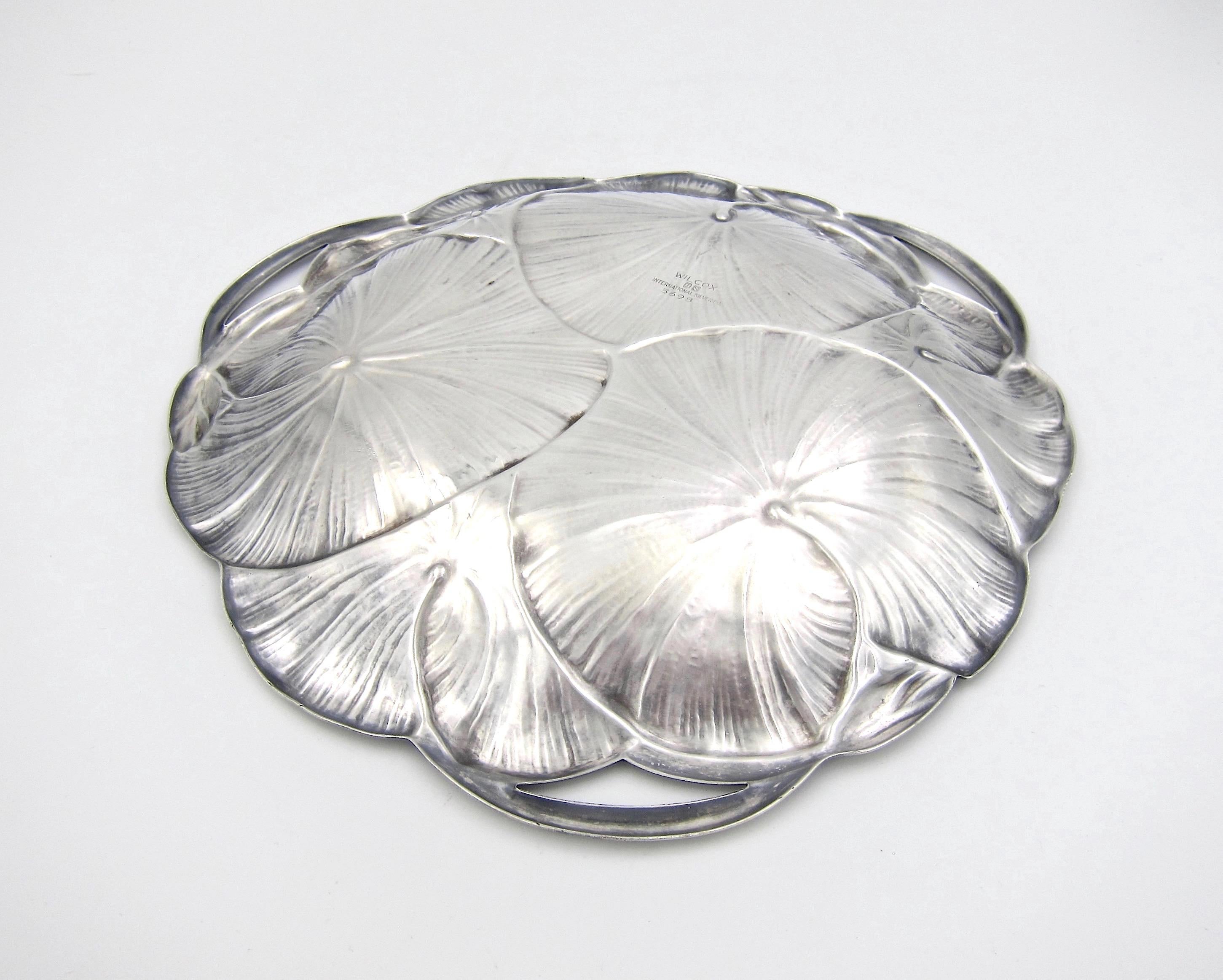 Art Nouveau Lily Pad Tray in Silver-Plate 3