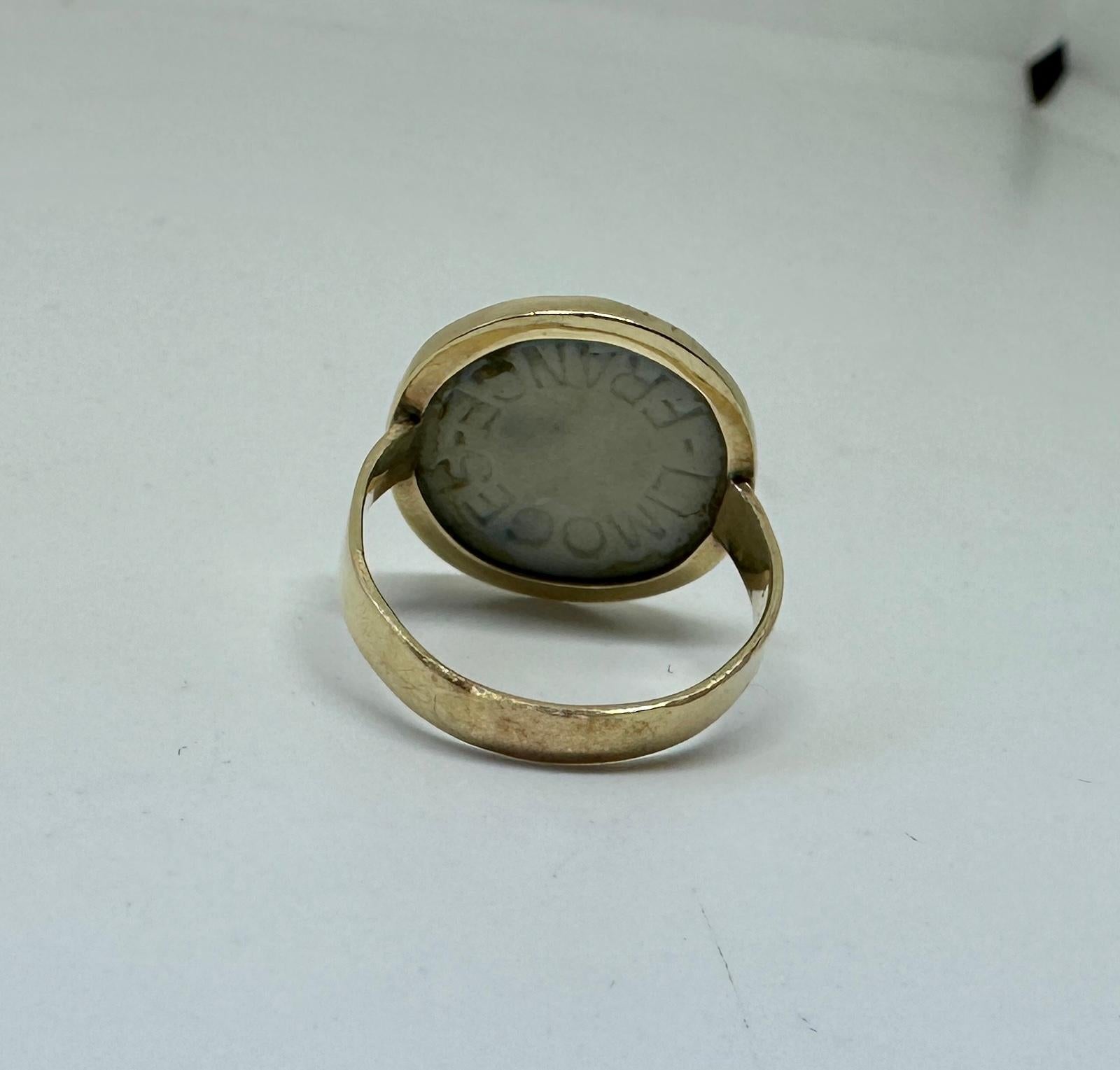 Art Nouveau Limoges Enamel Bacchus Ring Gold Pate de Verre Enamel France French For Sale 5