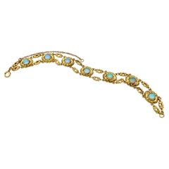 Art Nouveau Link Bracelet Opal 14 Karat Gold