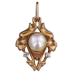 Charm León Art Nouveau de Oro de 14k