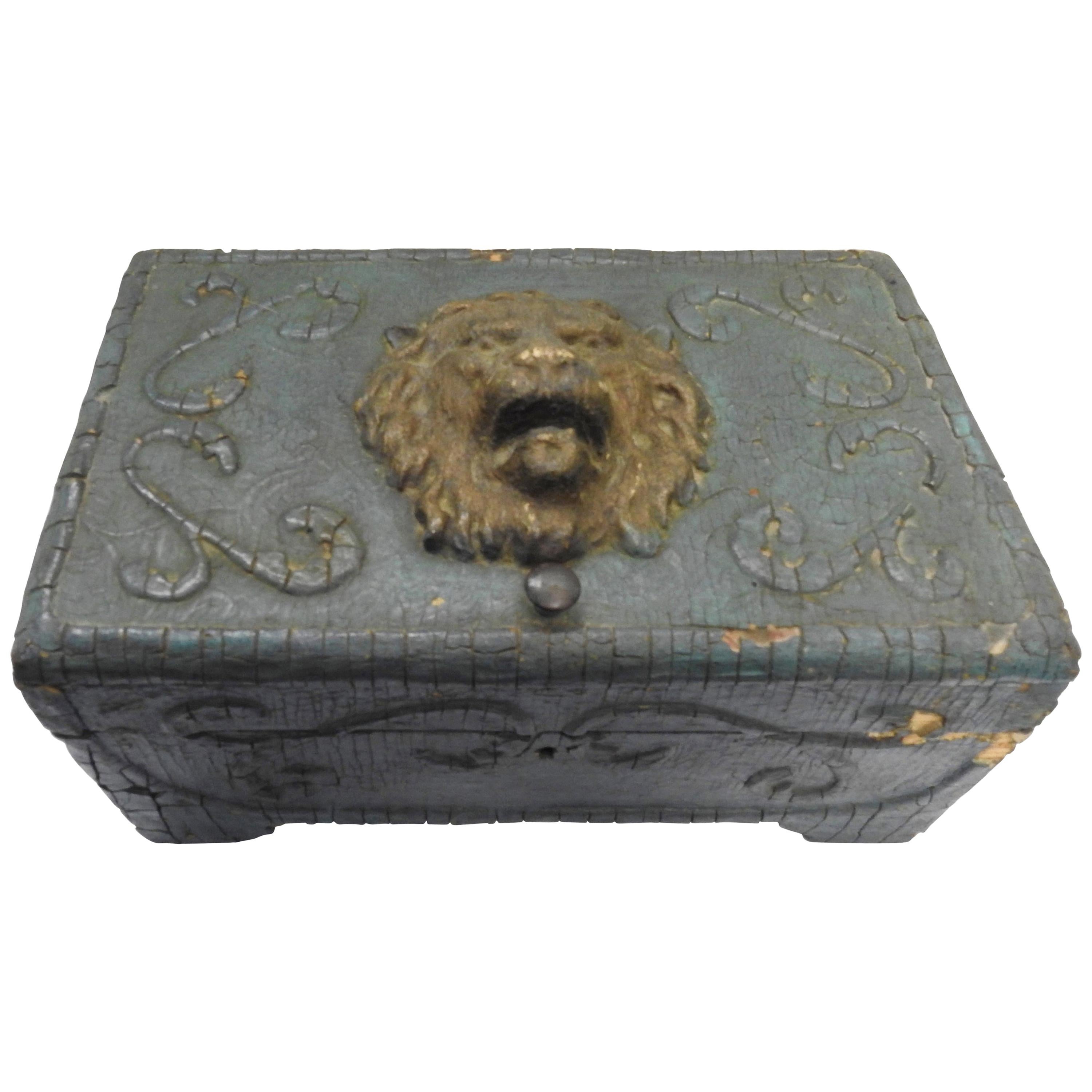 Art Nouveau Lions Head Box, Late 19th Century For Sale