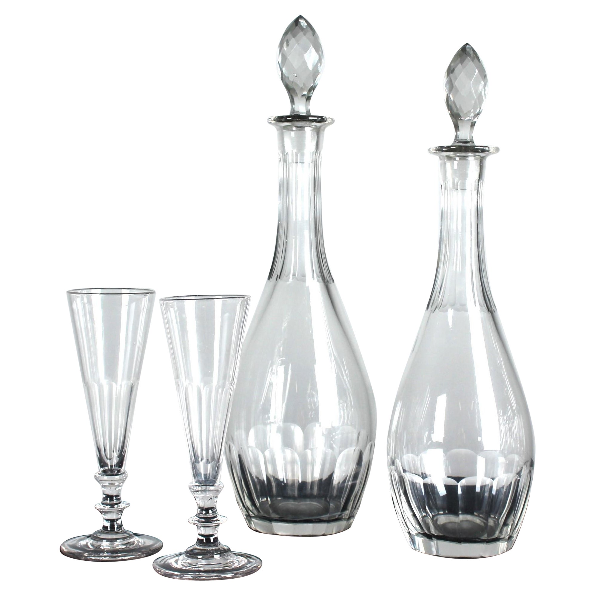 Ensemble de carafes à liqueur Art Nouveau, années 1900, France, 37 cm