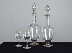 Art Nouveau Liqueur Carafes Set, Gilded Details, 1900s, France