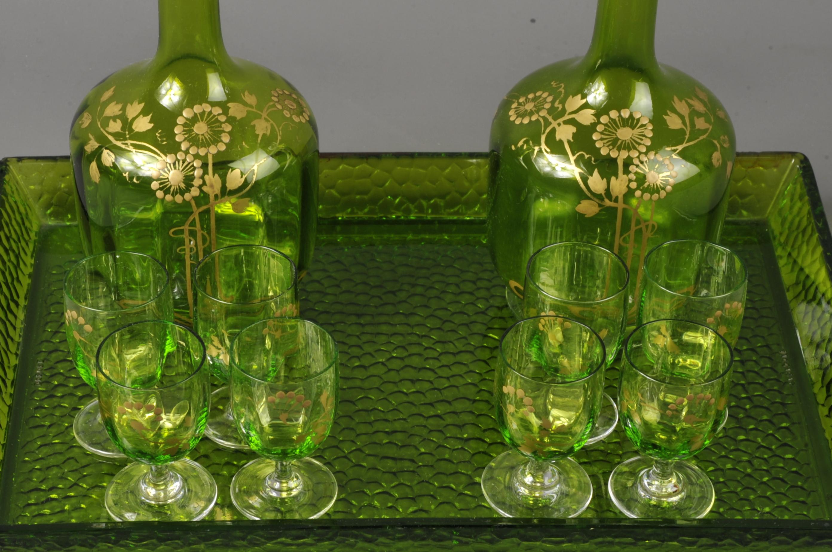 Art Nouveau Liquor Service Stamped from Baccarat Crystal In Good Condition For Sale In BARSAC, FR