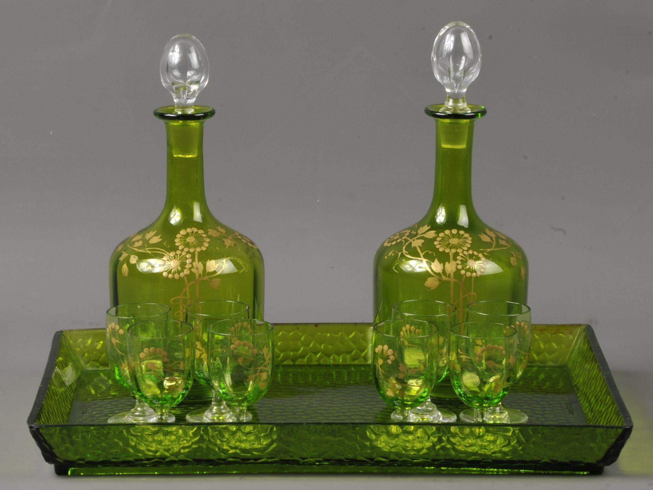 Late 19th Century Art Nouveau Liquor Service Stamped from Baccarat Crystal For Sale