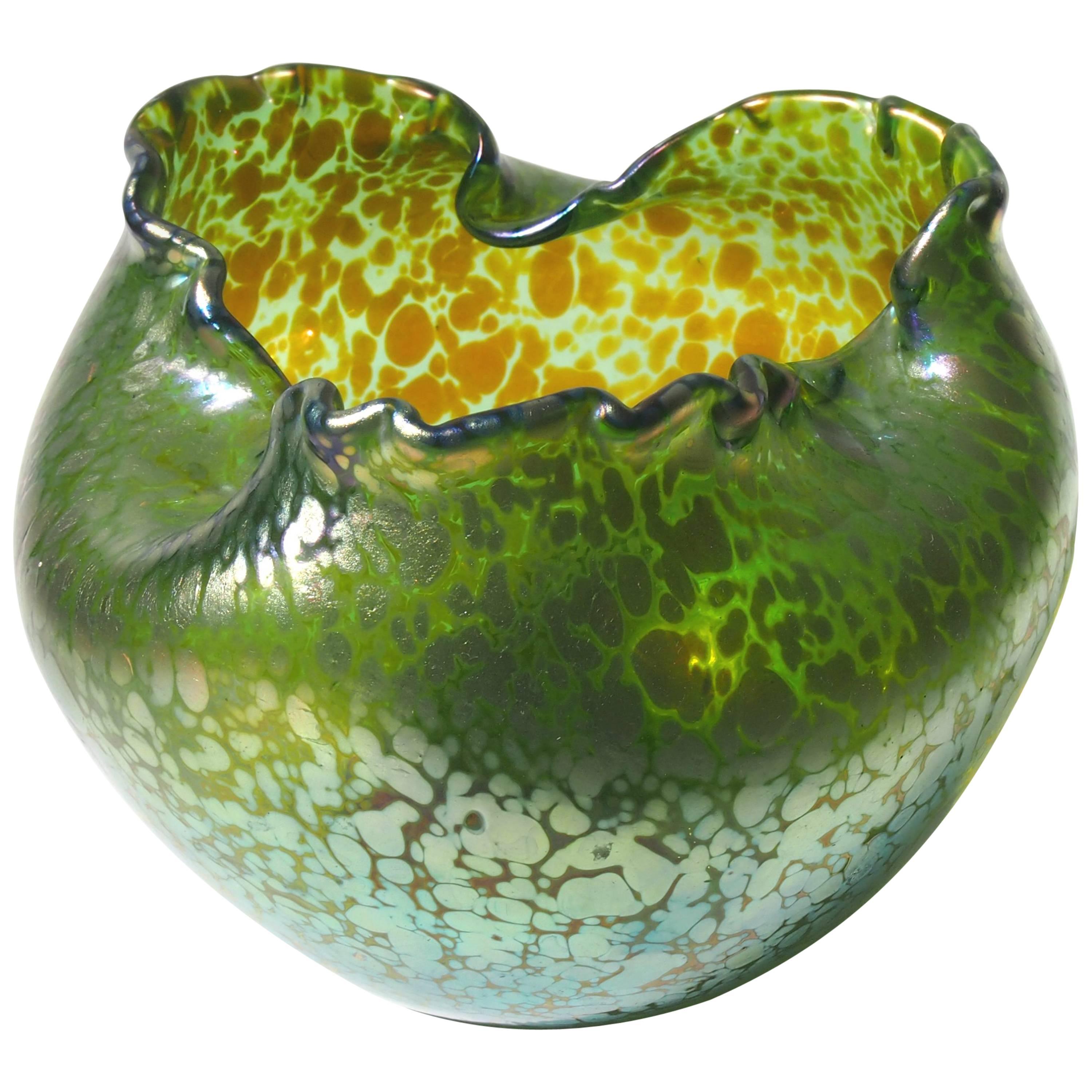 Art Nouveau Loetz Crete Papillon Ball Vase