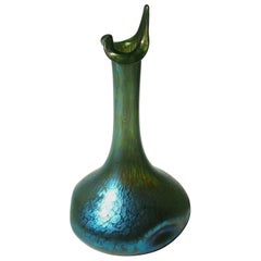 Art Nouveau Bohemian Loetz Crete Papillon Goose Glass Neck Vase c1898