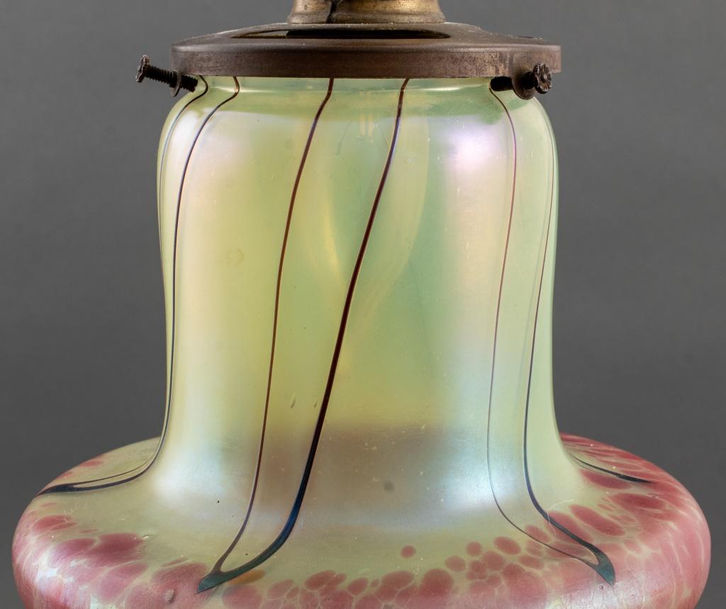 Art Nouveau Loetz Glass Hanging Pendant Light In Good Condition For Sale In New York, NY