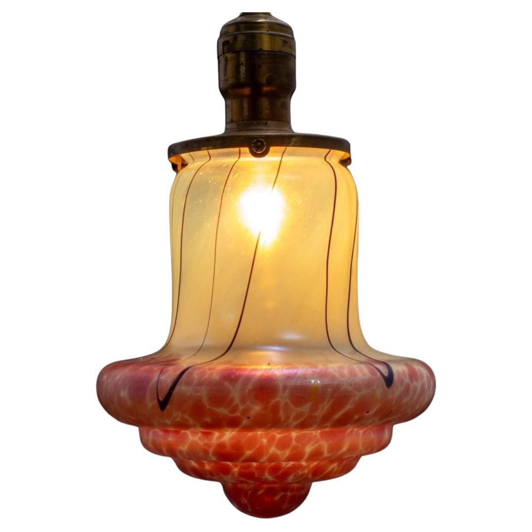 Art Nouveau Loetz Glass Hanging Pendant Light For Sale