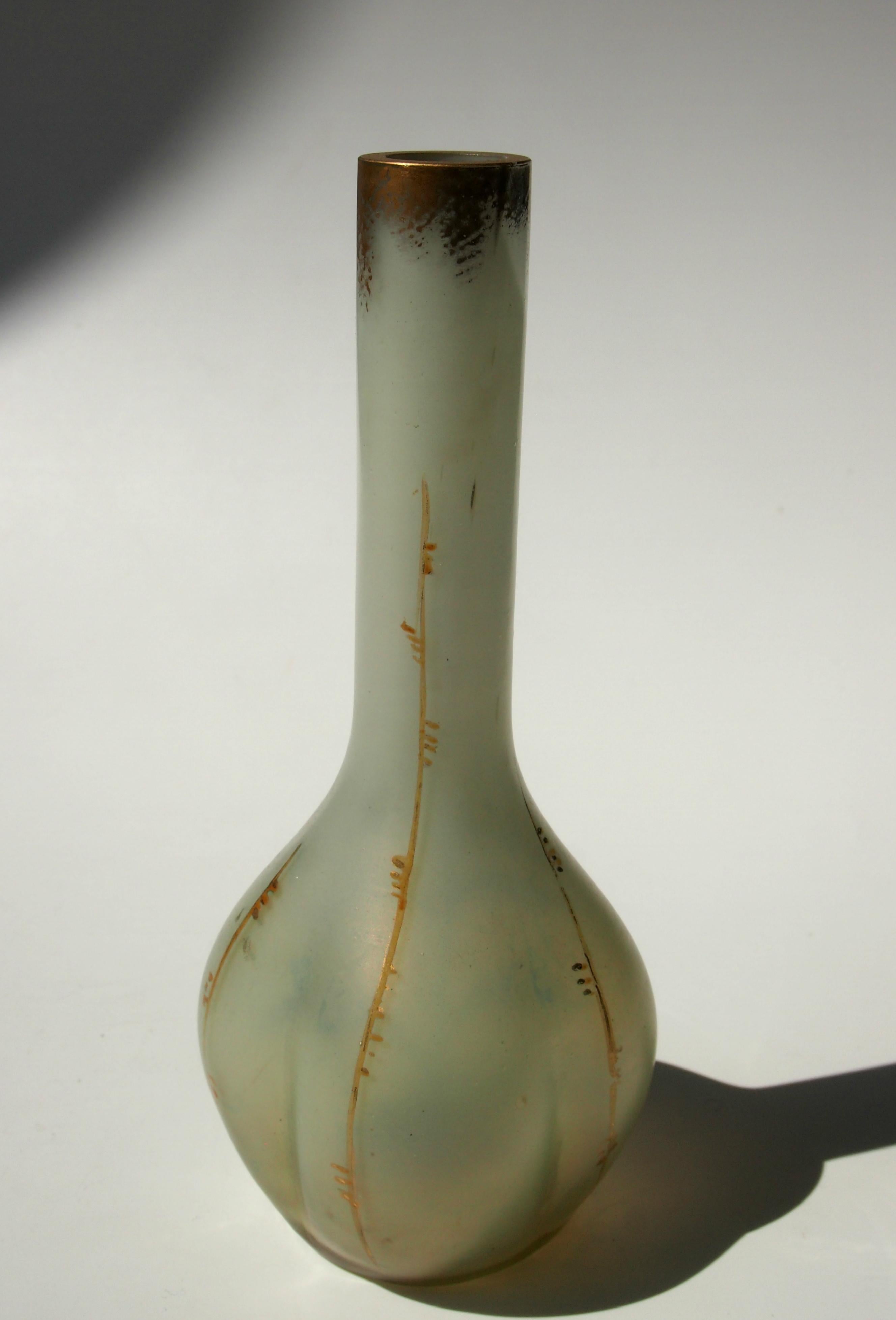 Austrian Art Nouveau Bohemian Loetz Small Enameled Arcadia Glass Vase For Sale